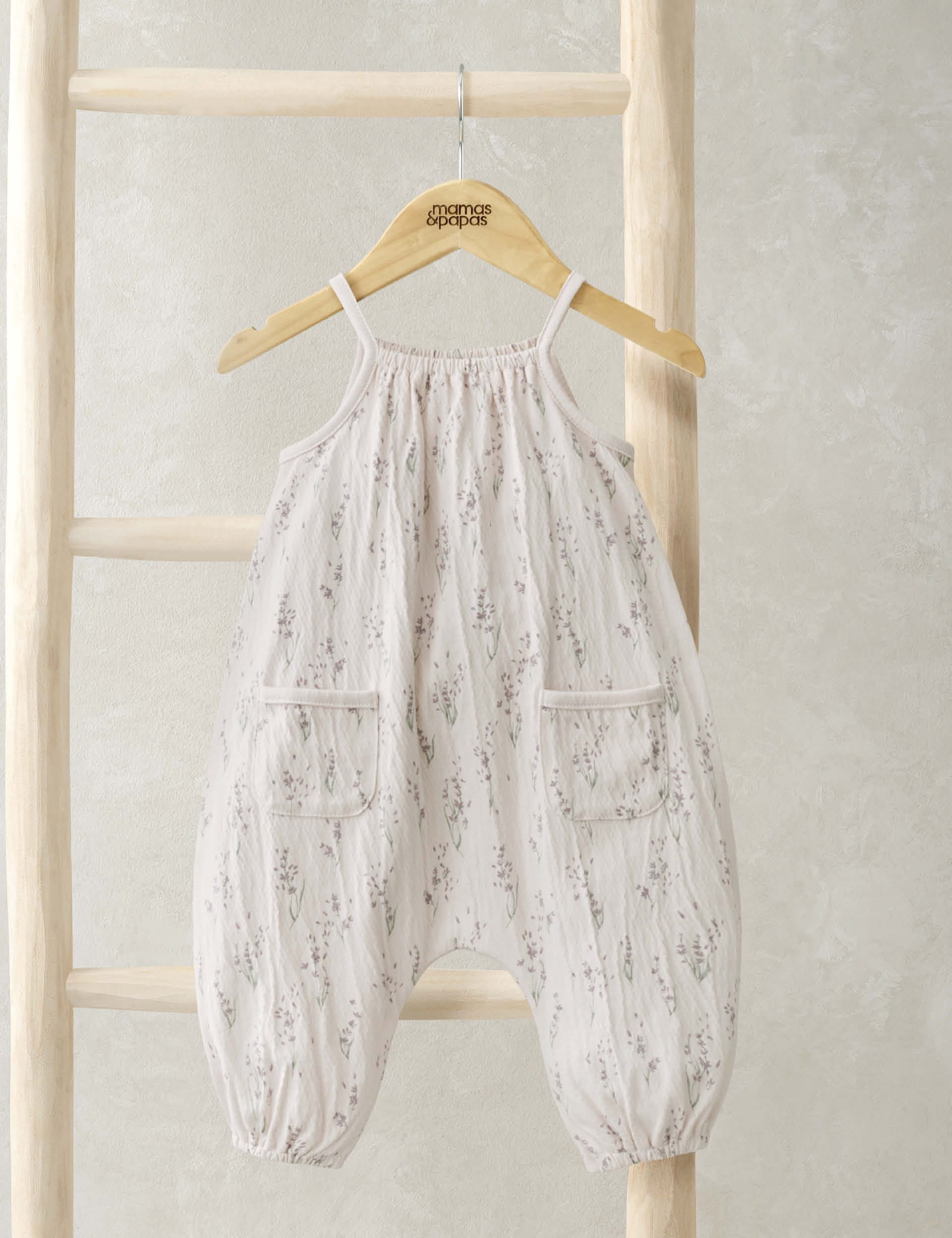 Mamas & Papas Girls Cotton Rich Floral Romper (0-24 Mths) - 12-18 - Cream, Cream