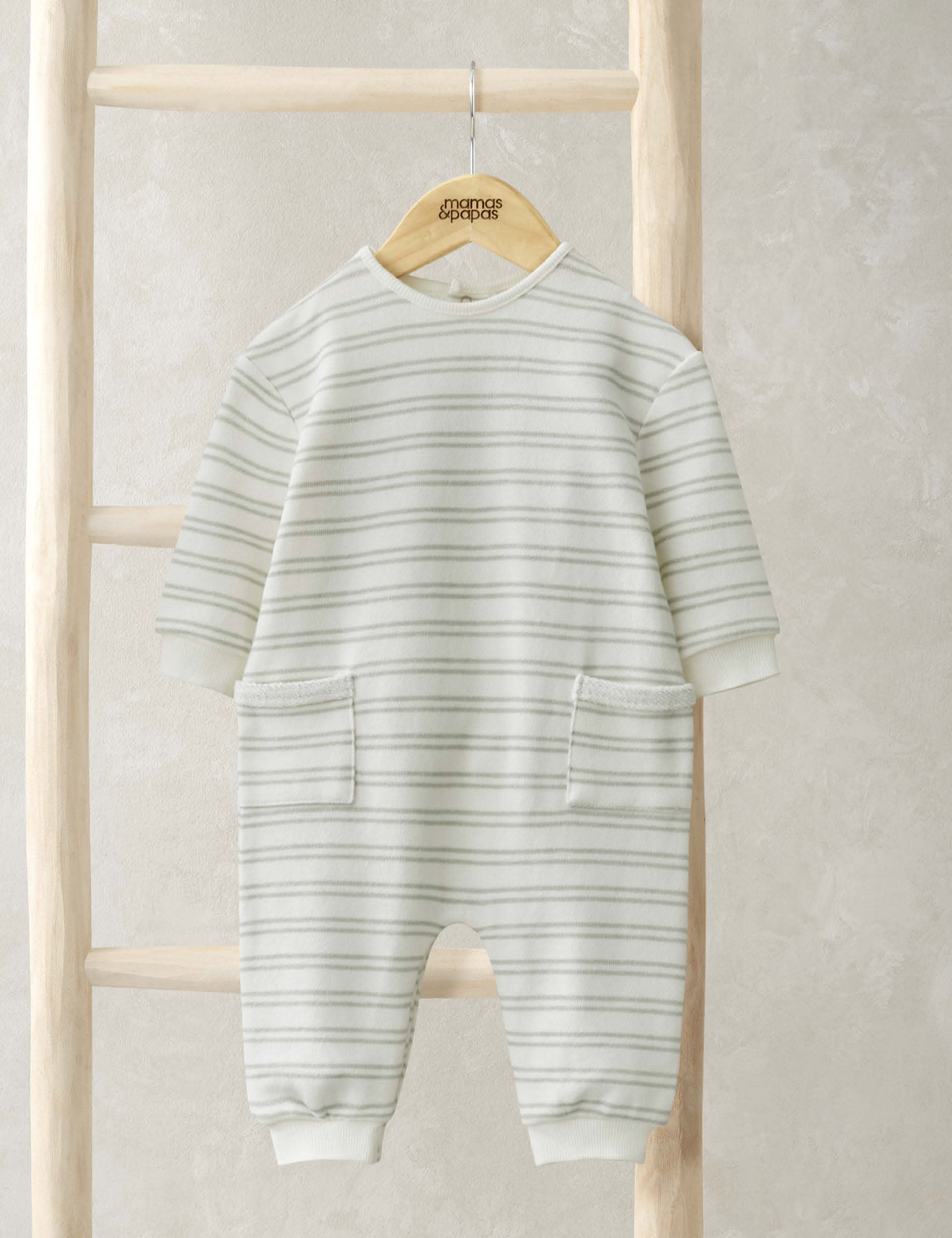 Mamas & Papas Boys Cotton Rich Striped Romper (0-12 Mths) - 0-3 M - Blue, Blue