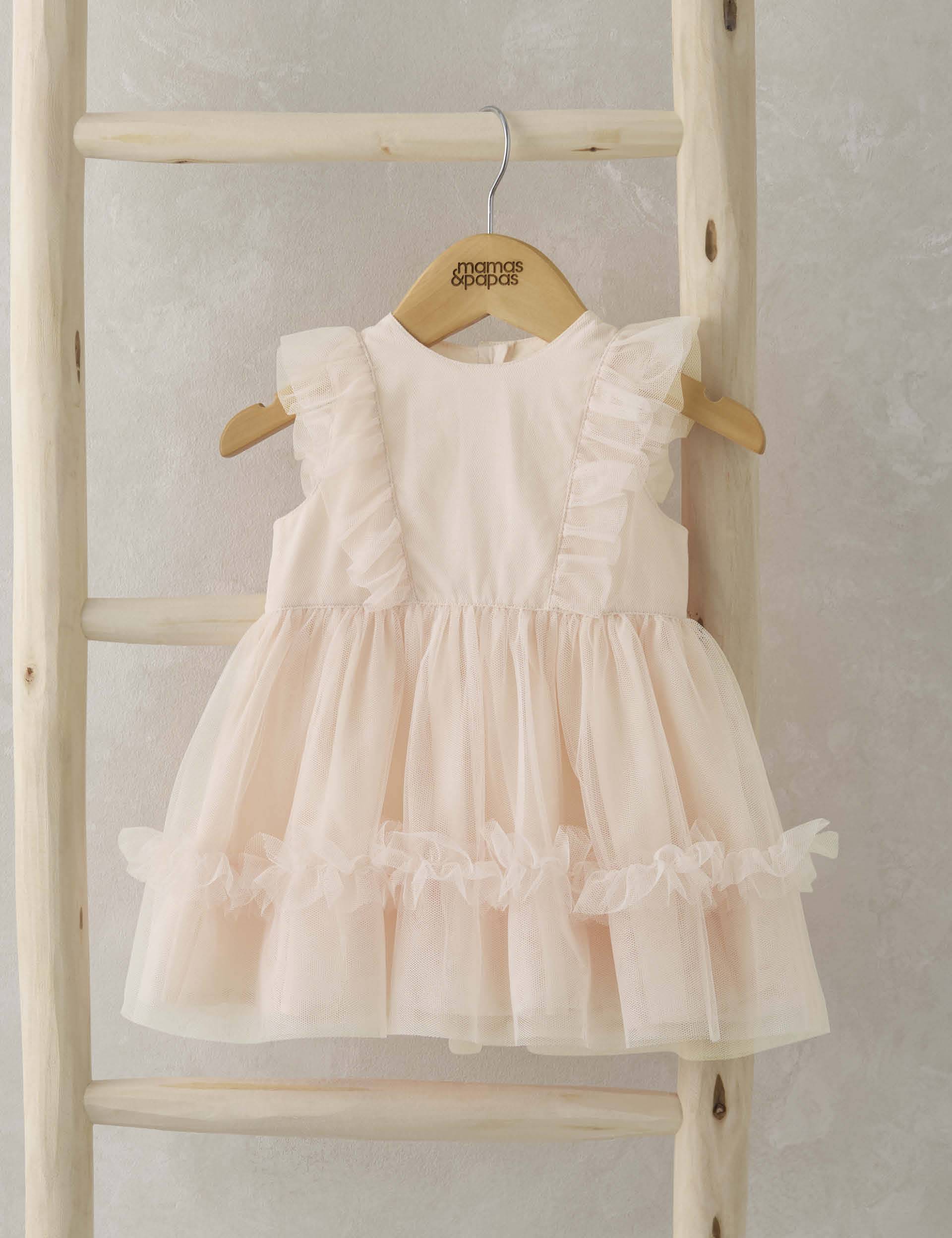 Mamas & Papas Girls Tulle Dress (0-3 Yrs) - 9-12M - Pink, Pink