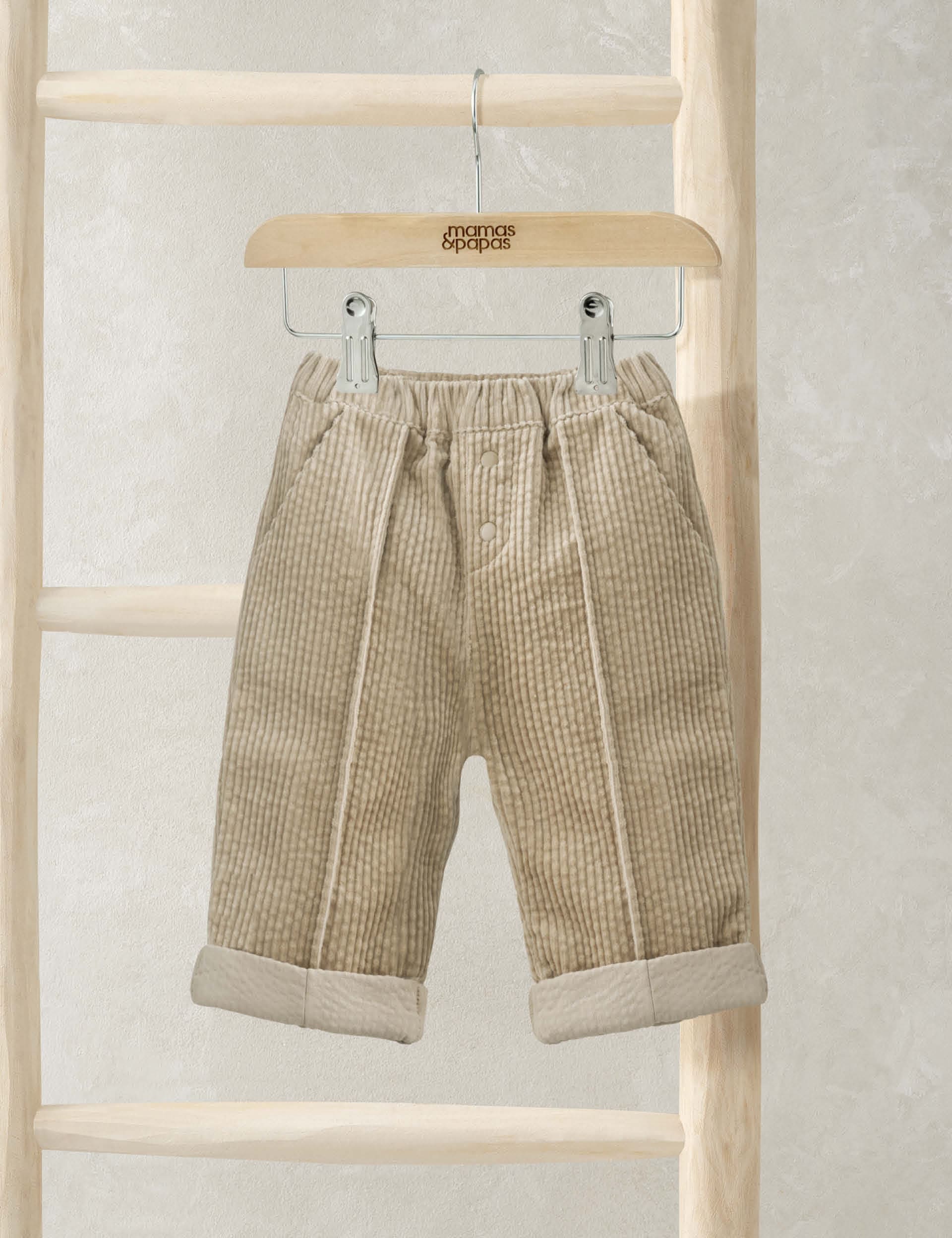 Mamas & Papas Boys Cord Elasticated Waist Trousers (0-3 Yrs) - 12-18 - Beige, Beige