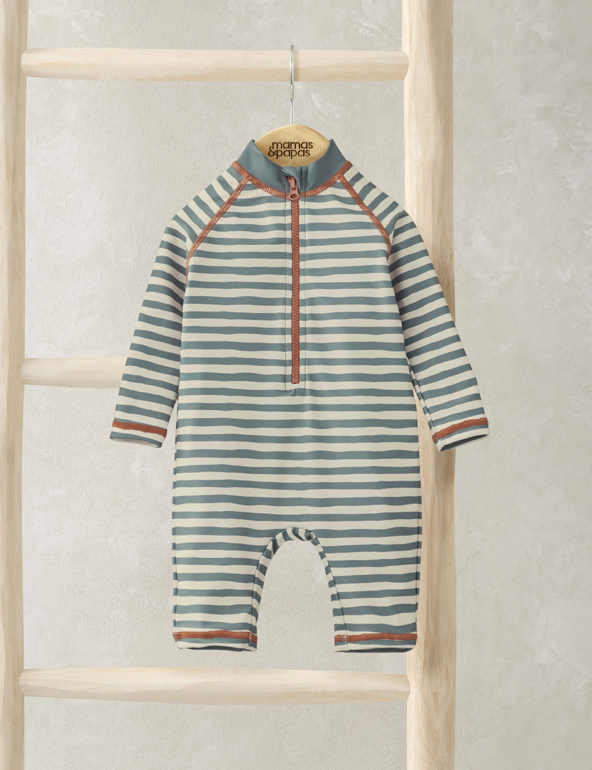 Mamas & Papas Boys Striped All In One (0-36 Mths) - 3-6 M - Blue Mix, Blue Mix