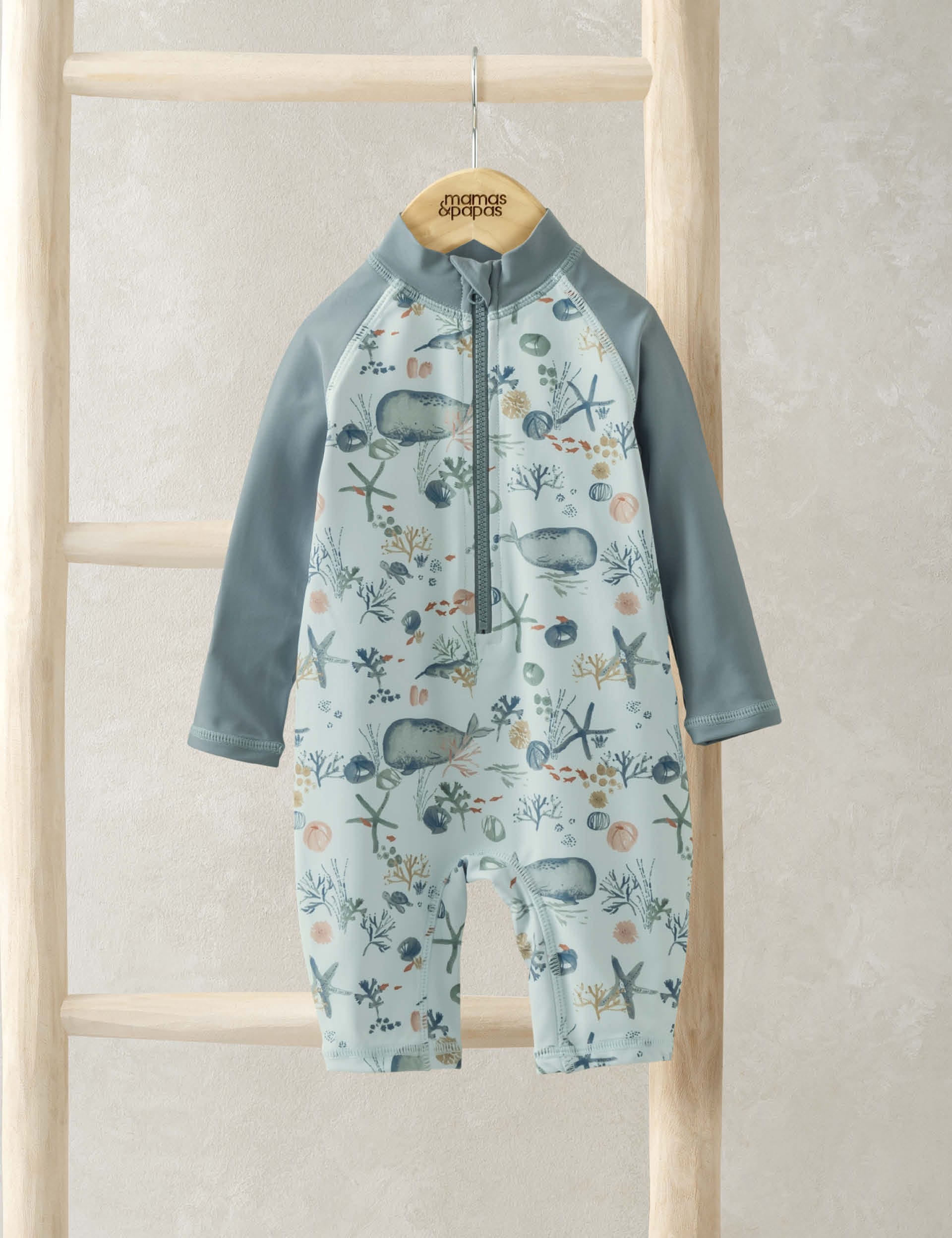 Mamas & Papas Boys Whale Print All In One (0-36 Mths) - 6-9 M - Multi, Multi