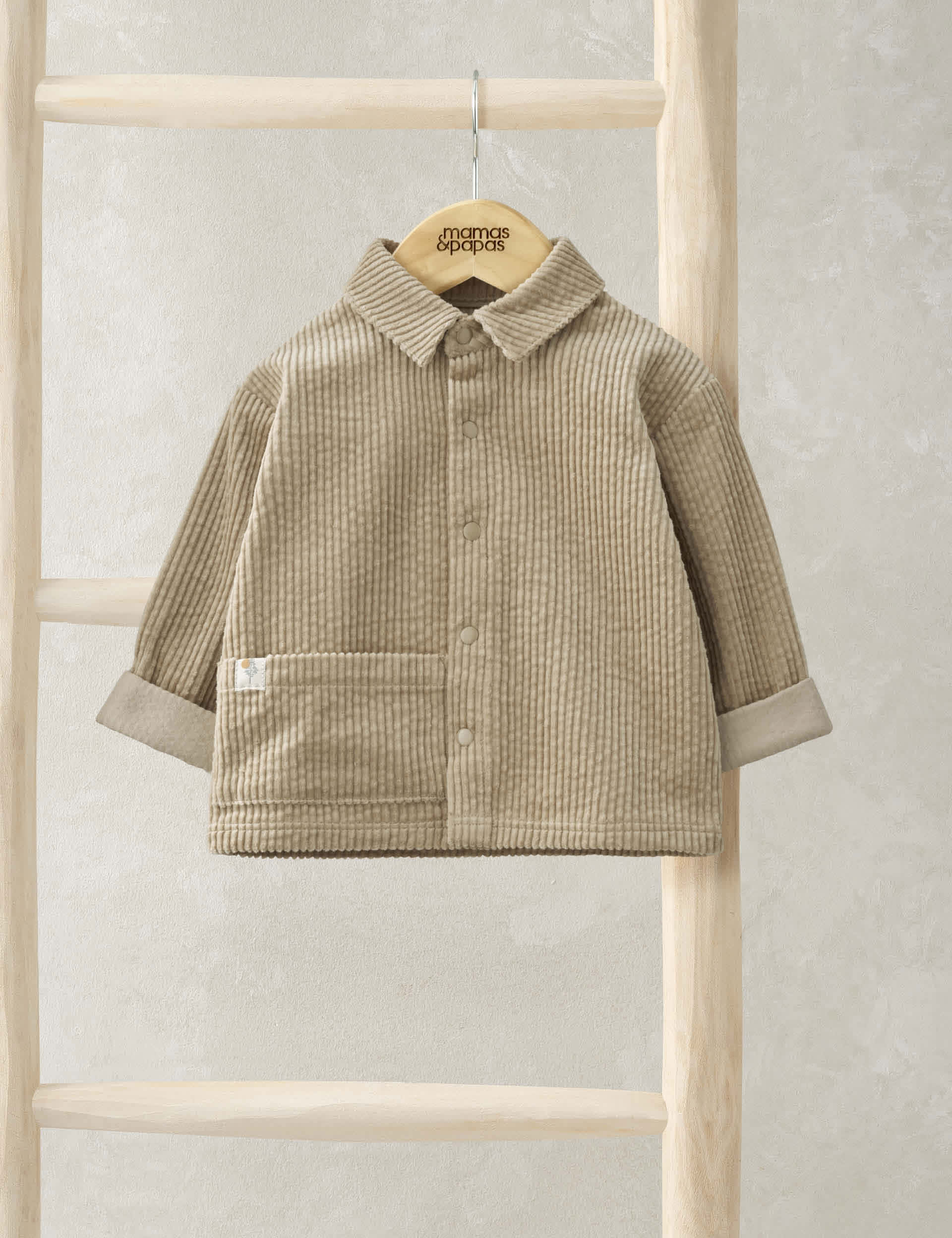 Mamas & Papas Boys Pure Cotton Cord Shacket (3 Mths-3 Yrs) - 6-9 M - Beige, Beige