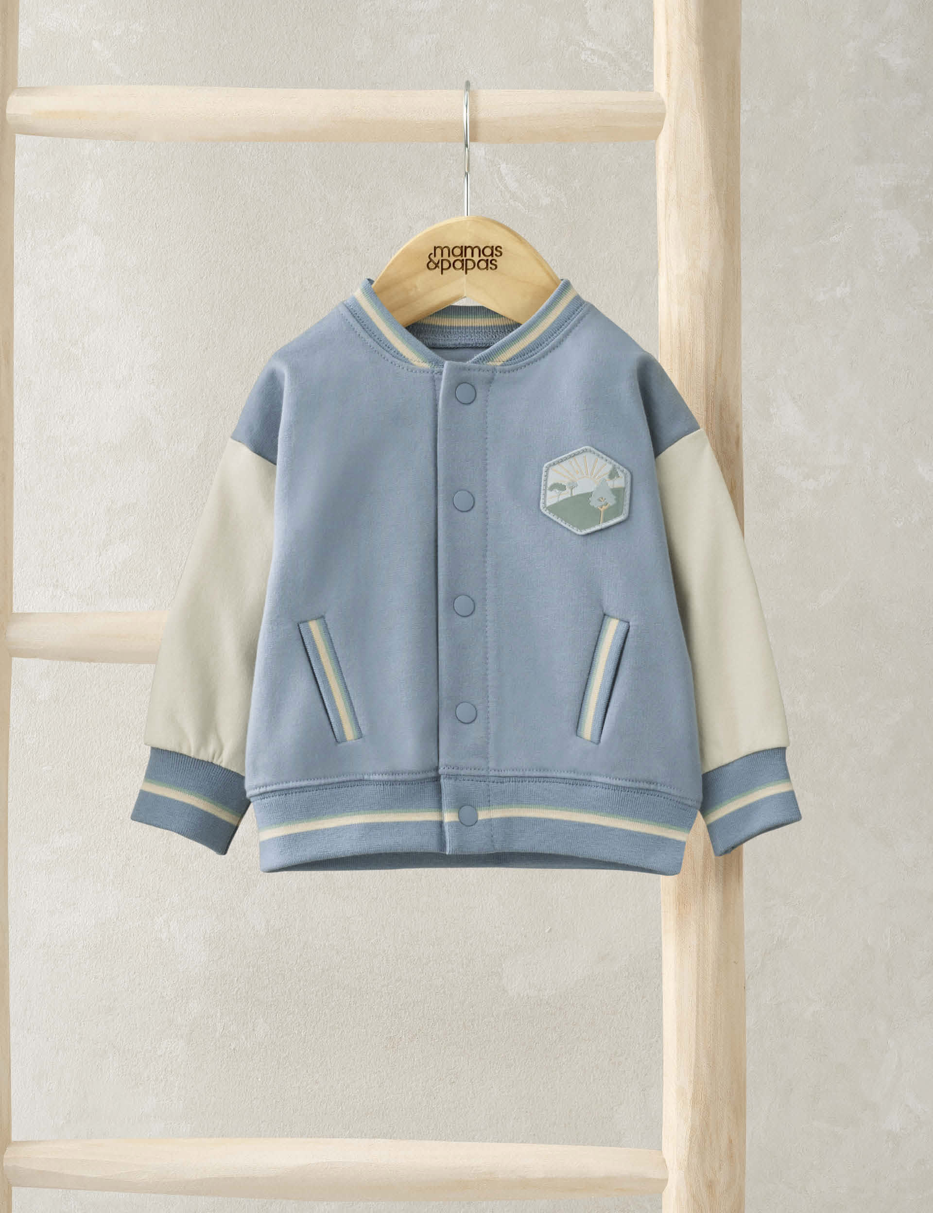 Mamas & Papas Boys Pure Cotton Appliqué Baseball Jacket (0 Mths-3 Yrs) - 6-9 M - Multi, Multi