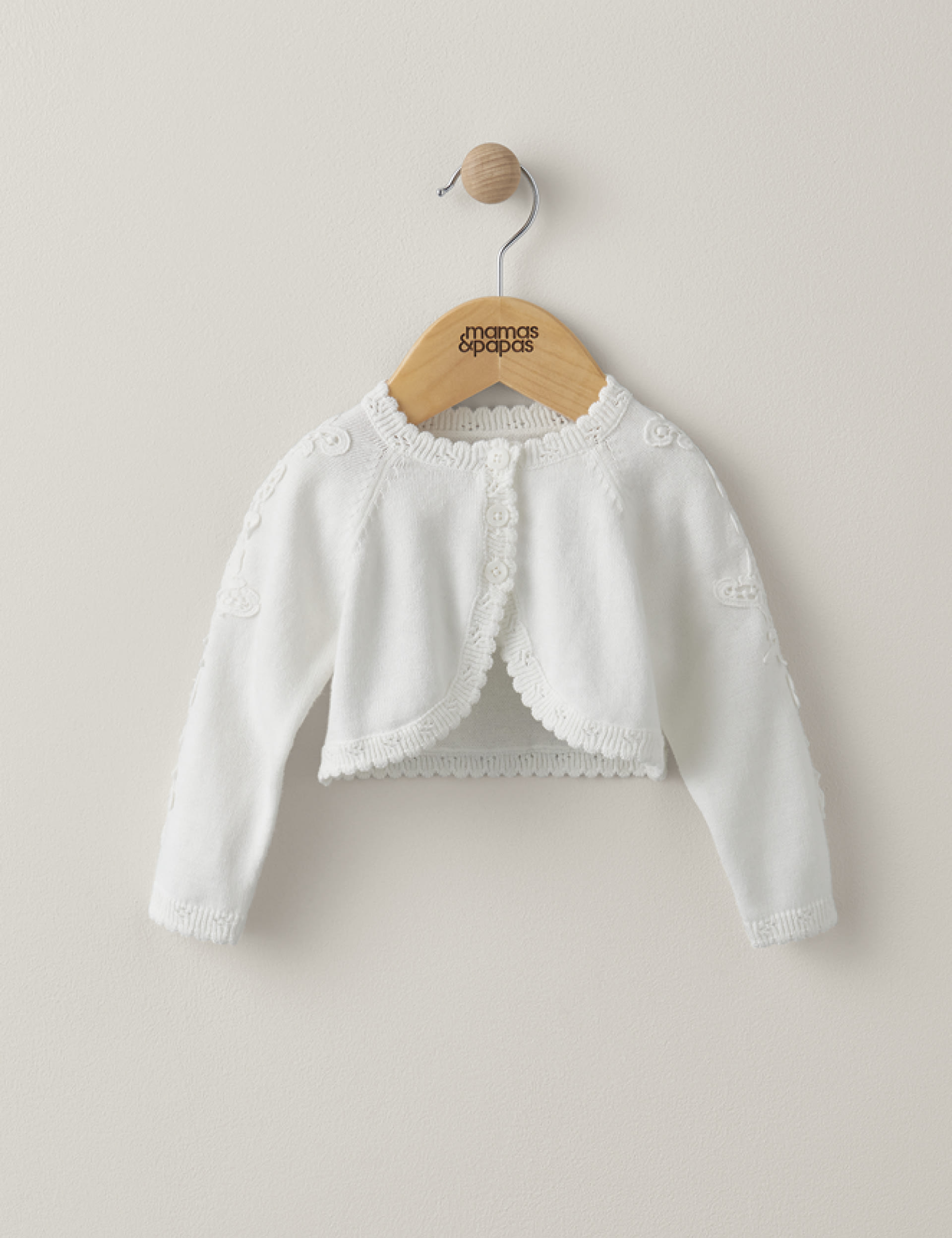 Mamas & Papas Girls Pure Cotton Embroidered Cardigan (0-3 Yrs) - 9-12M - White, White