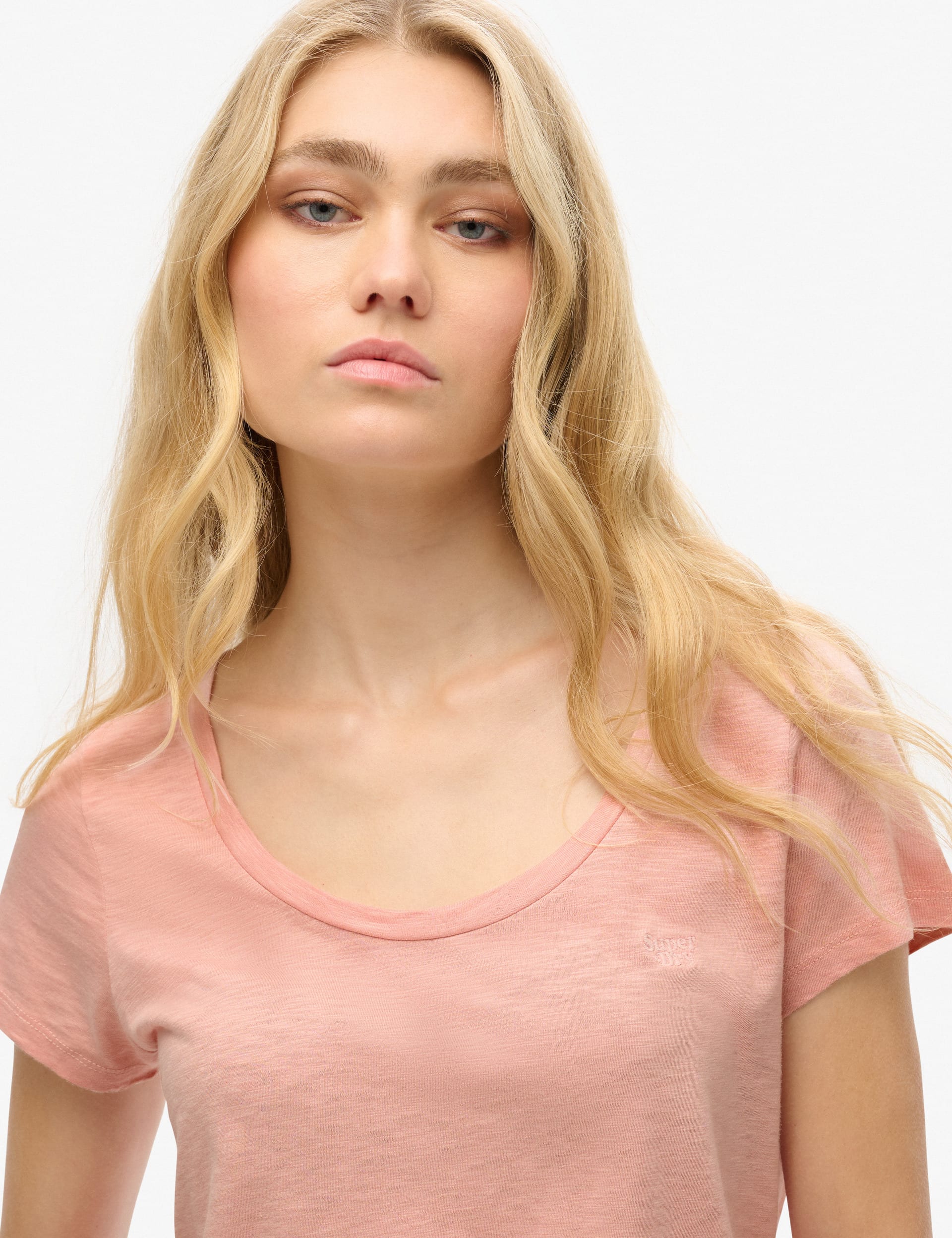 Superdry Women's Cotton Rich Scoop Neck T-Shirt - 10 - Pink, Pink,Coral