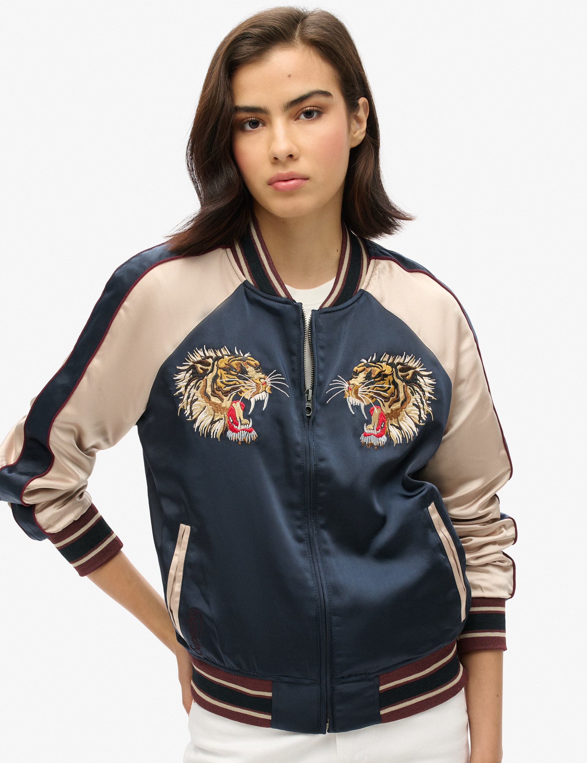 Superdry Women's Embroidered Bomber Jacket - 10 - Navy, Navy