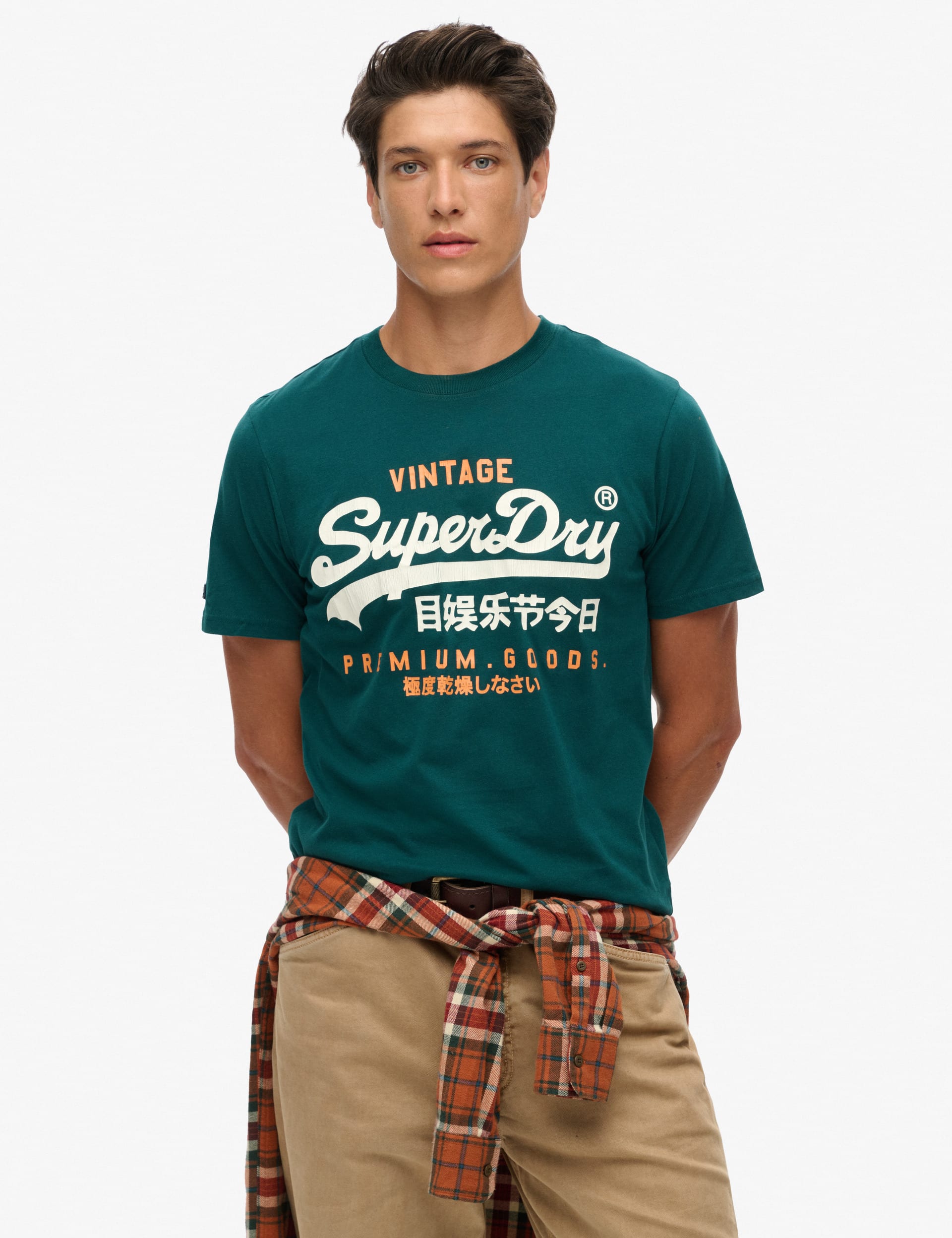 Superdry Men's Cotton Rich Logo Graphic Crew Neck T-Shirt - M - Green, Dark Grey,Green