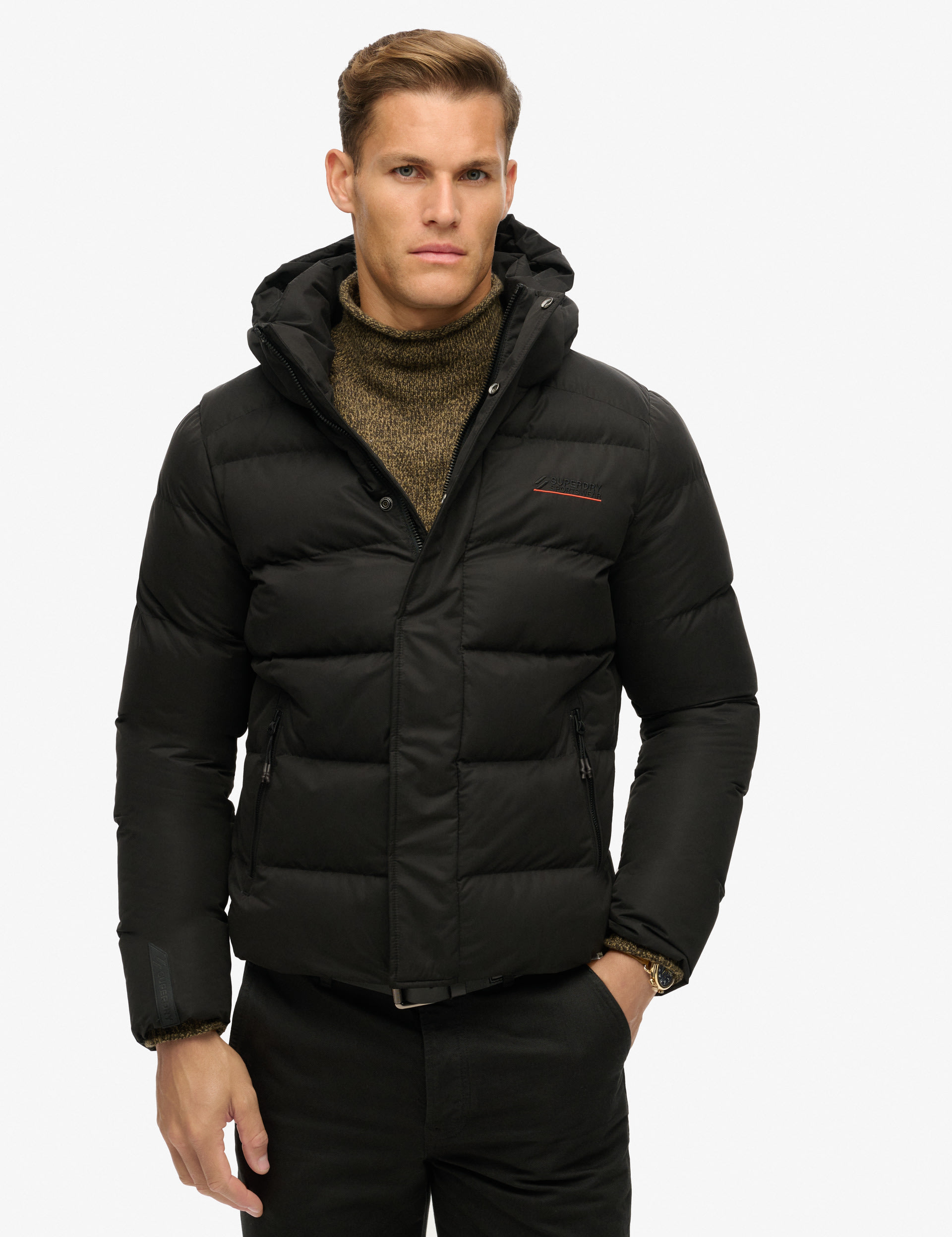 Superdry Men's Hooded Puffer Jacket - XL - Black, Black