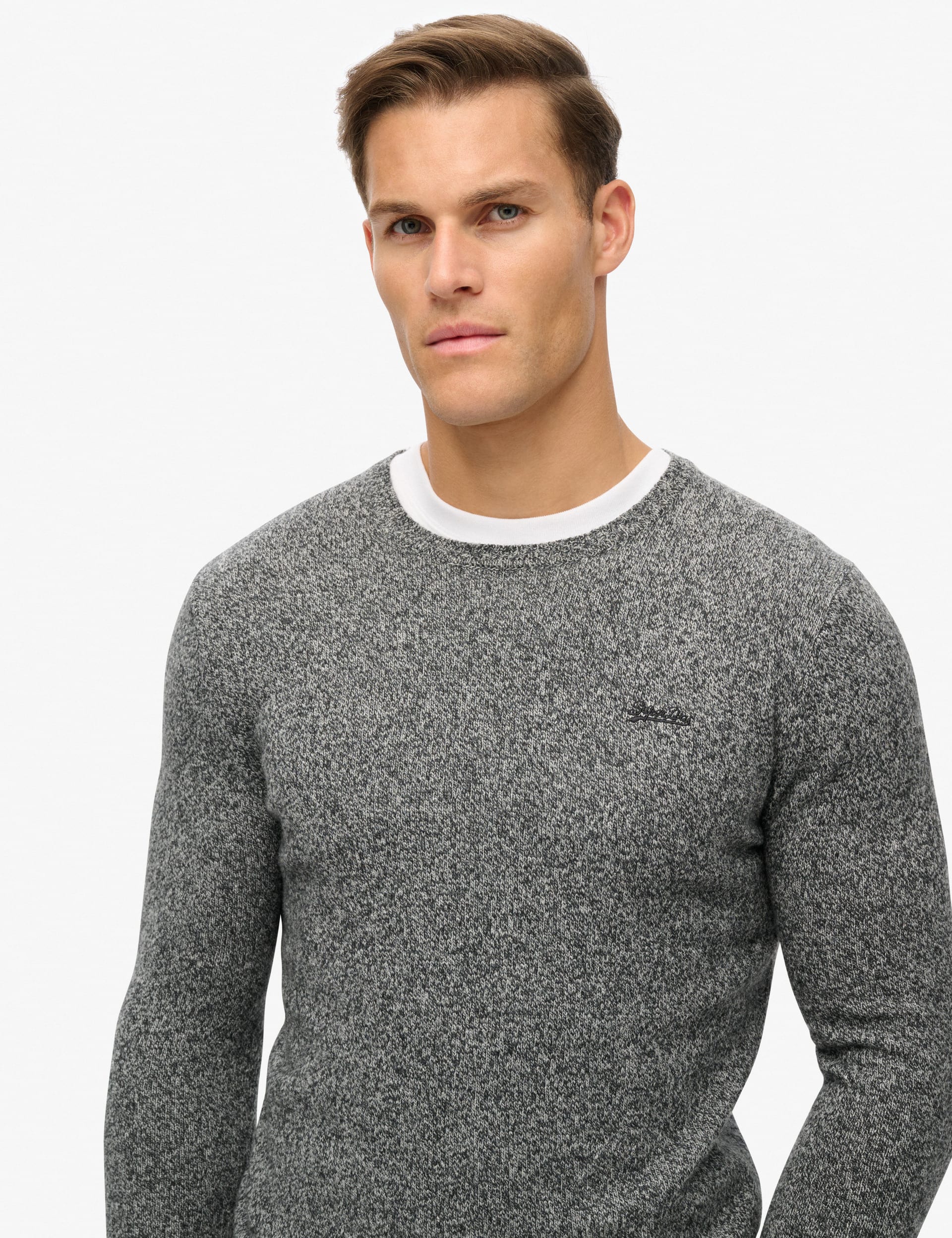 Superdry Men's Wool Blend Crew Neck Jumper - Dark Grey, Dark Grey