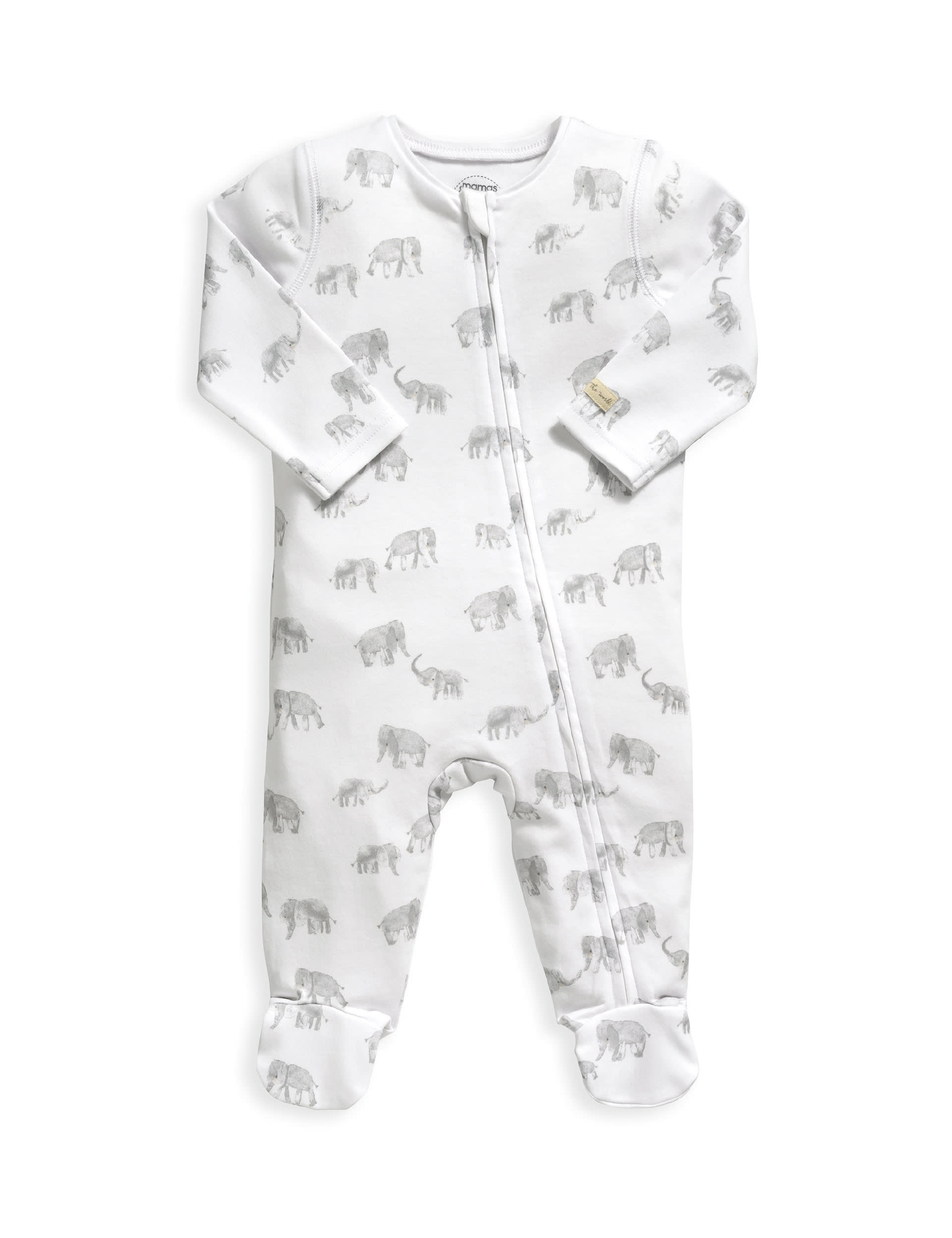 Mamas & Papas Elephant Print All In One (6lbs-1 Yrs) - TINY - White, White