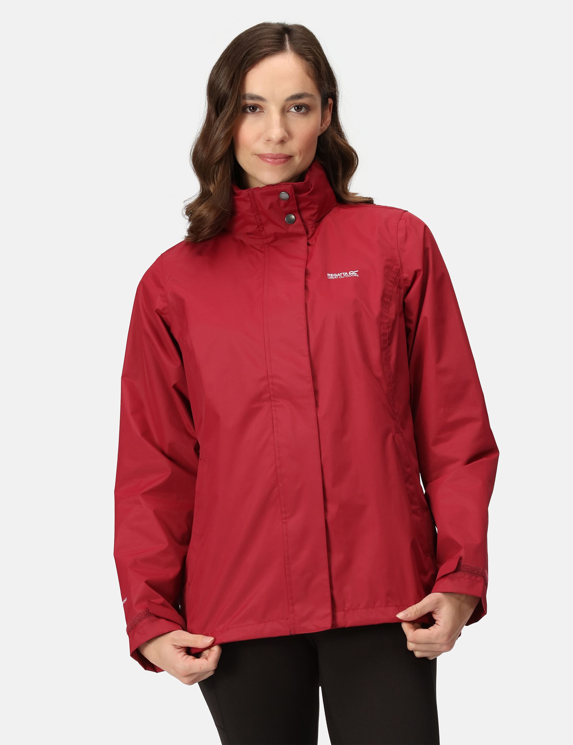 Regatta Women's Daysha Waterproof Hooded Raincoat - 14 - Burgundy, Black,Burgundy,Dark Blue Mix