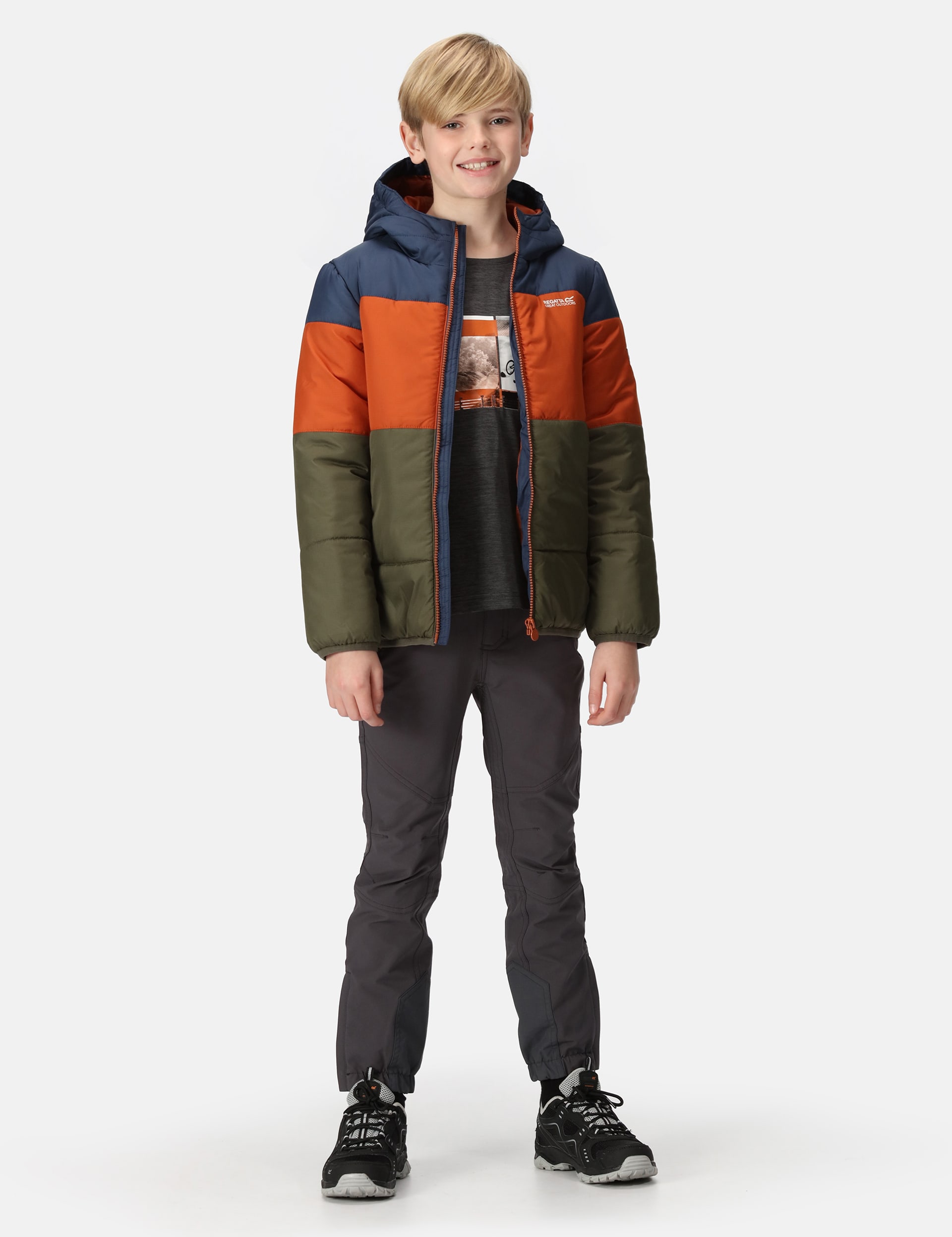 Regatta Boys Lofthouse VII Hooded Padded Jacket (3-14 Yrs) - 7-8 Y - Orange, Orange