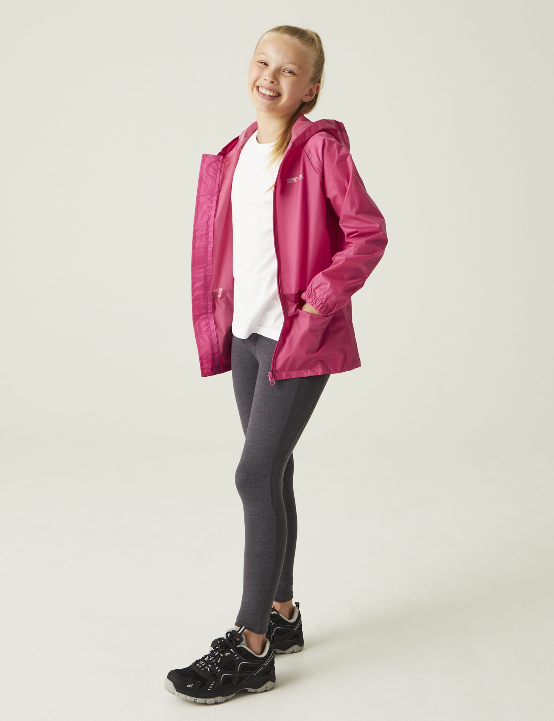 Regatta Girls Stormbreak Waterproof Hooded Jacket (3-14 Yrs) - 13Y - Pink, Pink