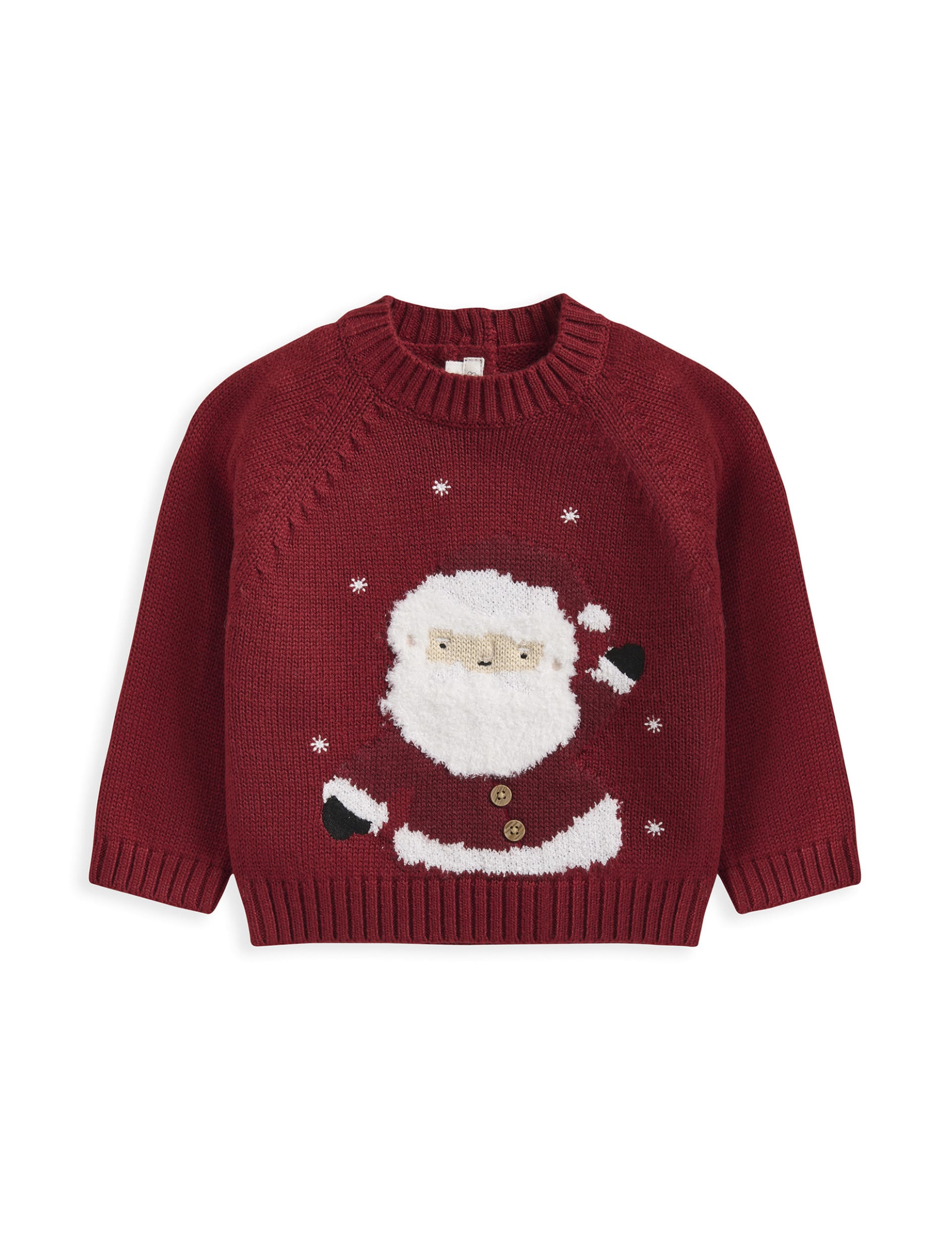 Mamas & Papas Knitted Christmas Jumper with Wool (0-3 Yrs) - 9-12M - Red, Red