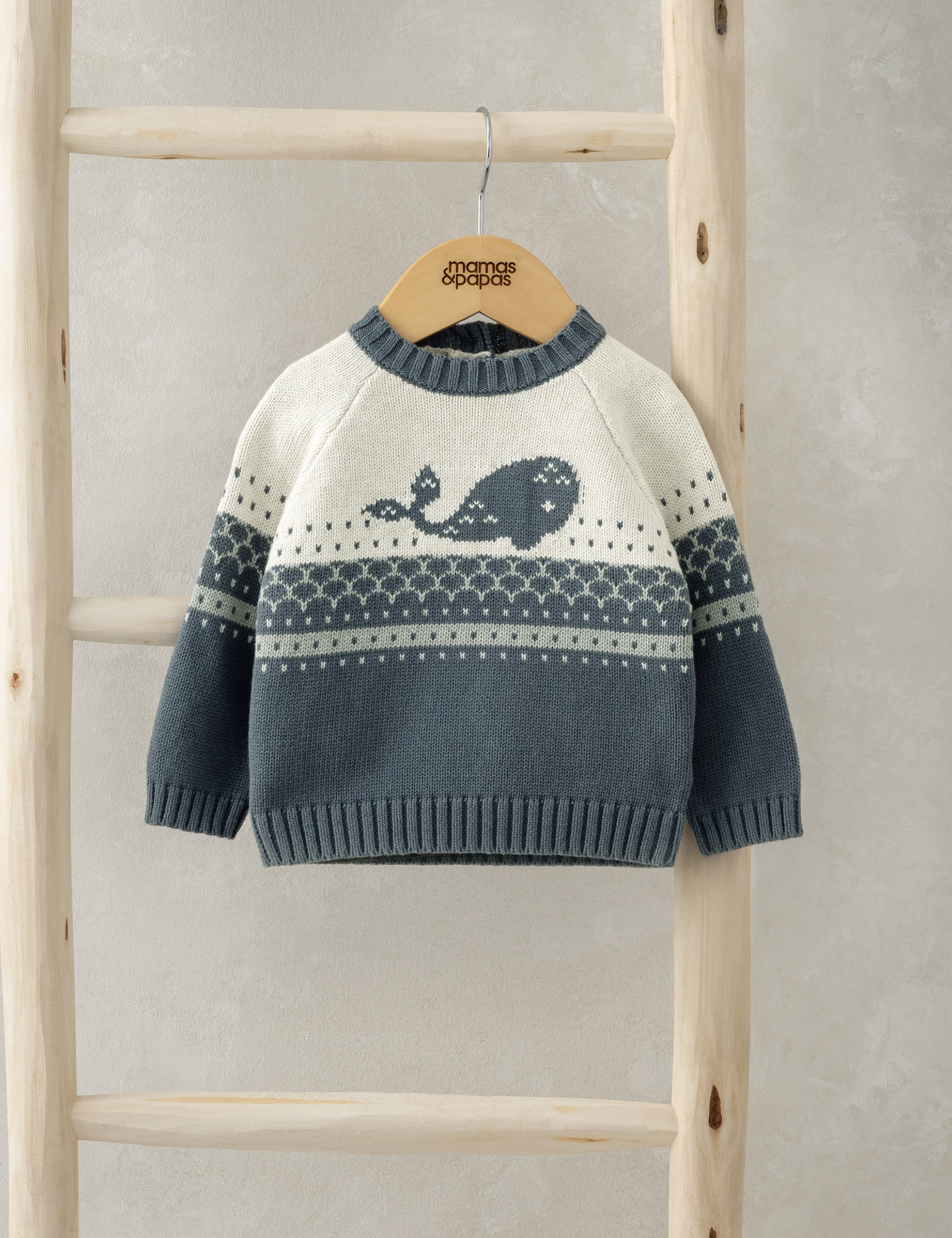 Mamas & Papas Boys Pure Cotton Knitted Jumper (0-12 Mths) - UT1M - Blue, Blue