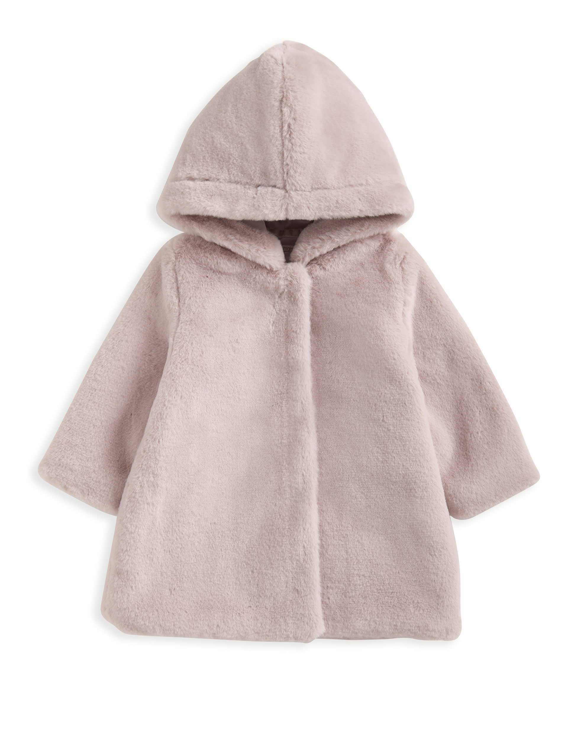 Mamas & Papas Girls Faux Fur Hooded Jacket (3 Mths - 3 Yrs) - 9-12M - Pink, Pink