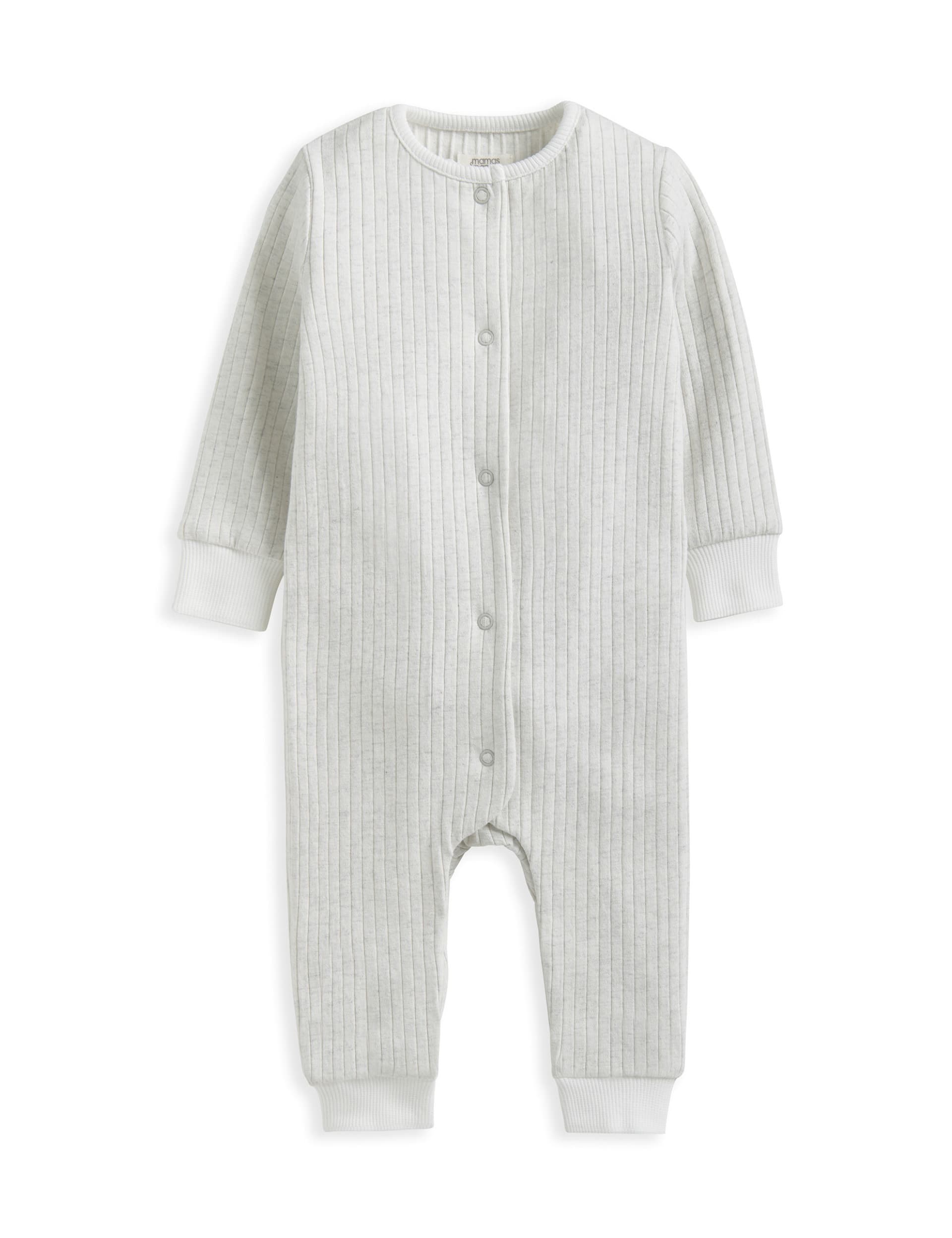 Mamas & Papas Pure Cotton Ribbed Romper (0-6 Mths) - UT1M - Grey, Grey