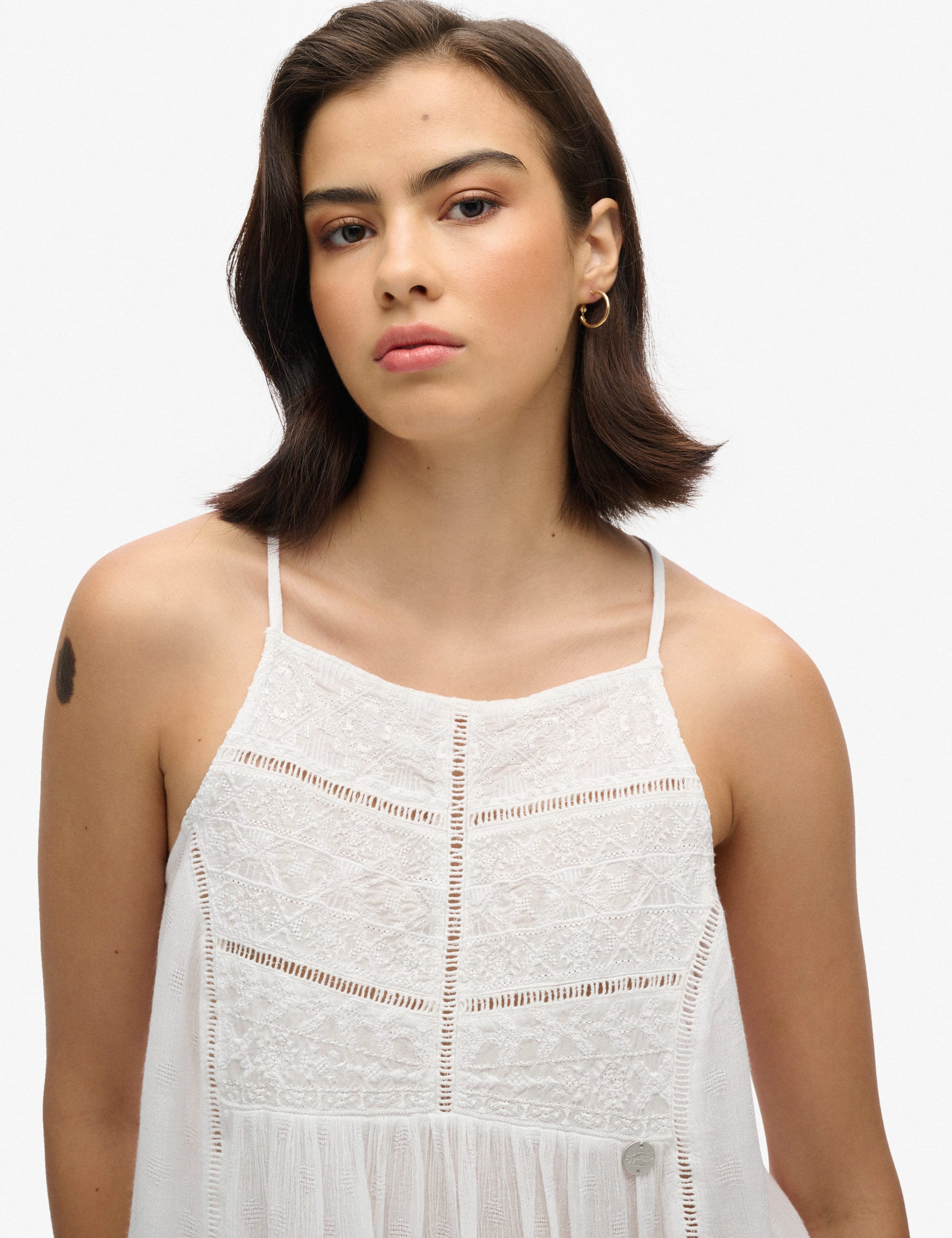 Superdry Women's Lace Insert Cami Top - 8 - White, White