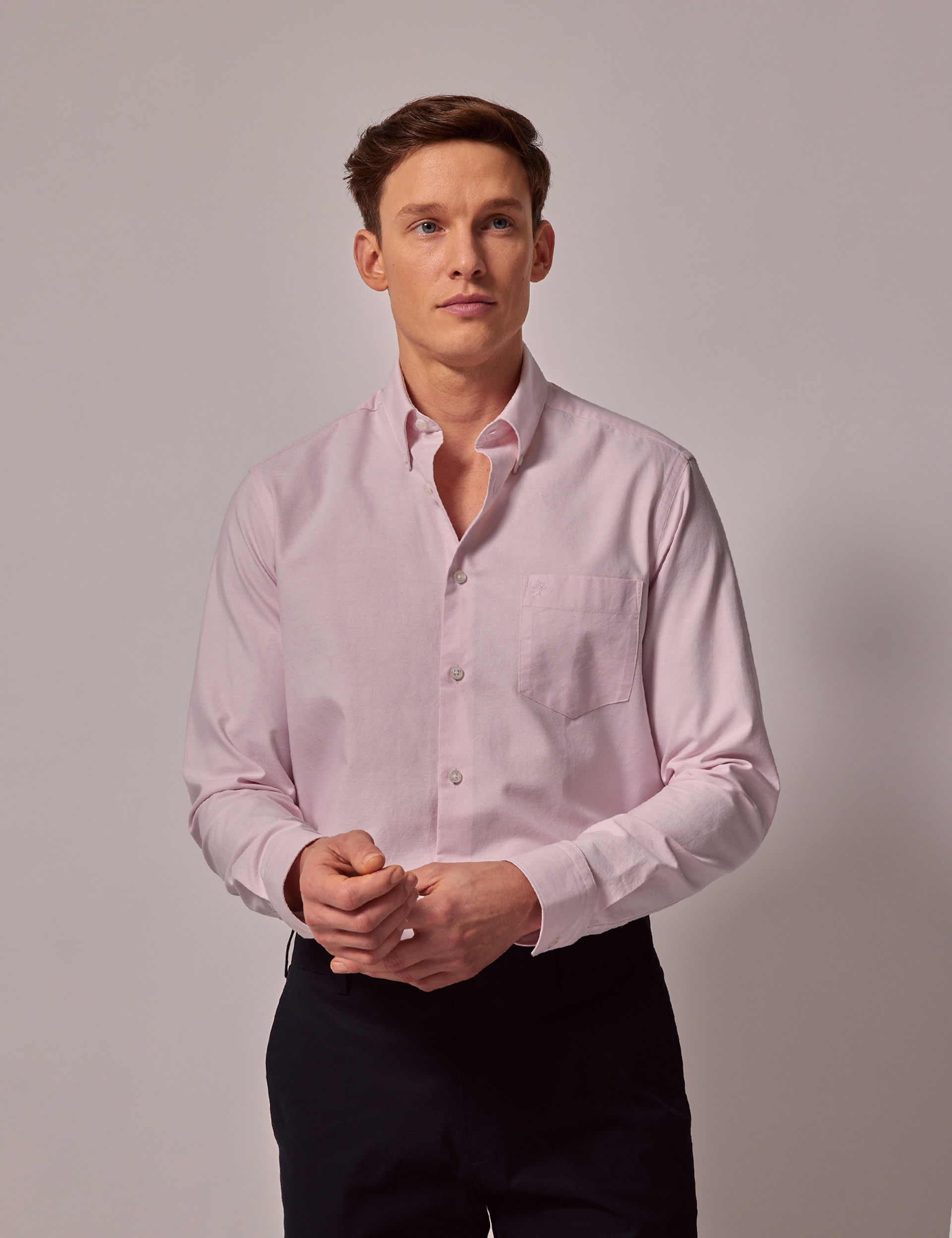 Hawes & Curtis Men's Pure Cotton Oxford Shirt - M - Pink, White,Light Blue,Green,Pink,Mid Blue,Navy