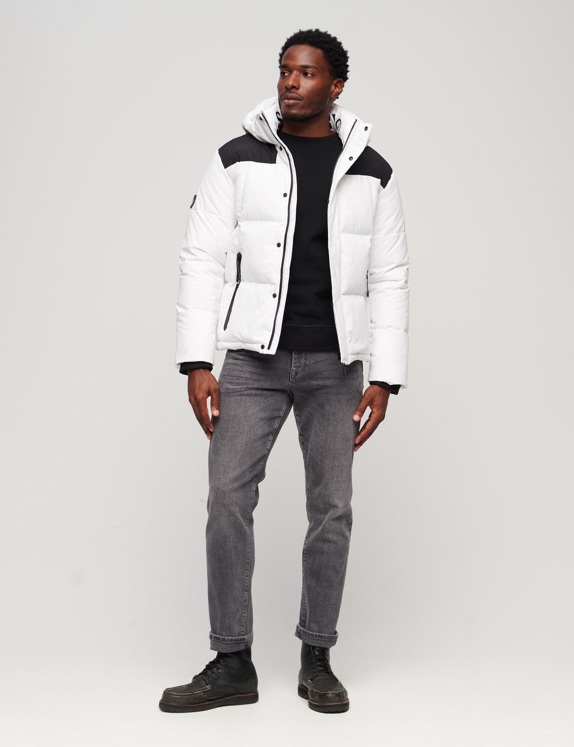 Superdry Men's Hooded Quilted Padded Puffer Jacket - White, White