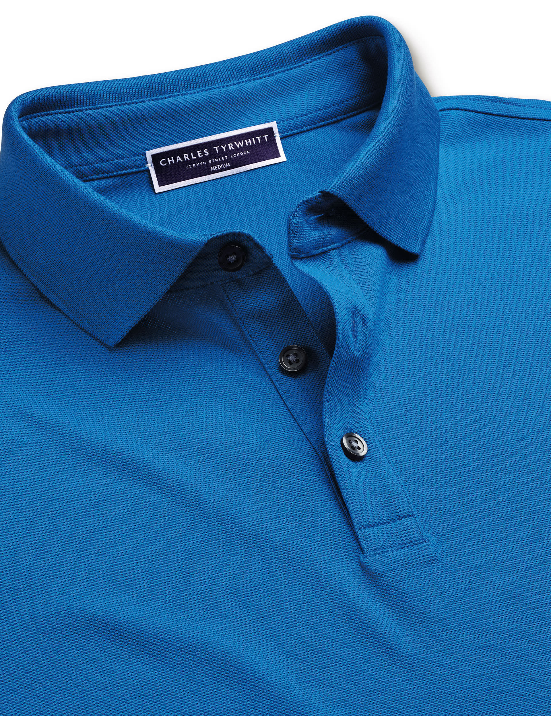 Charles Tyrwhitt Men's Cotton Rich Pique Polo Shirt - Blue, Blue