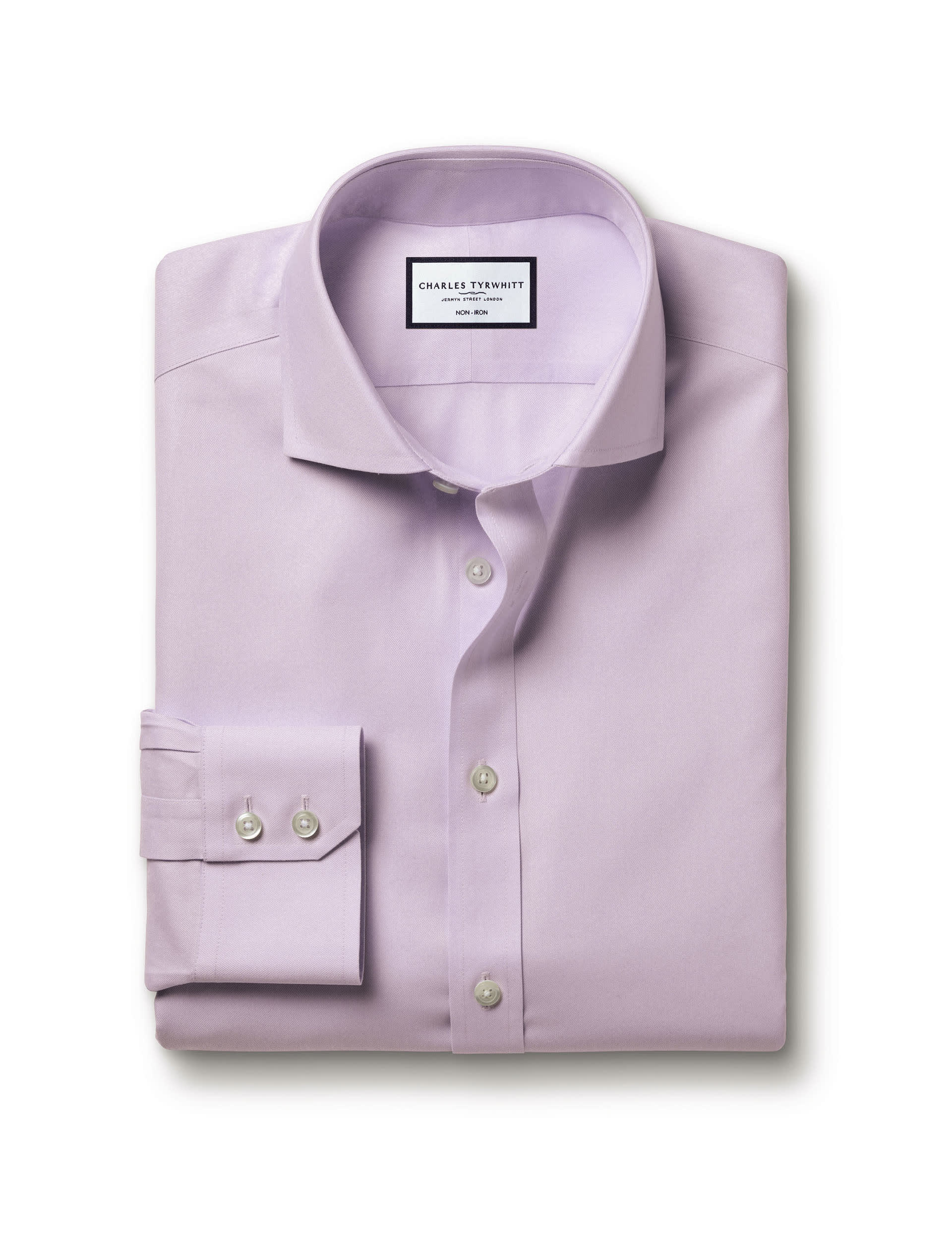 Charles Tyrwhitt Men's Slim Fit Non Iron Pure Cotton Twill Shirt - 16/34 - Purple, Purple