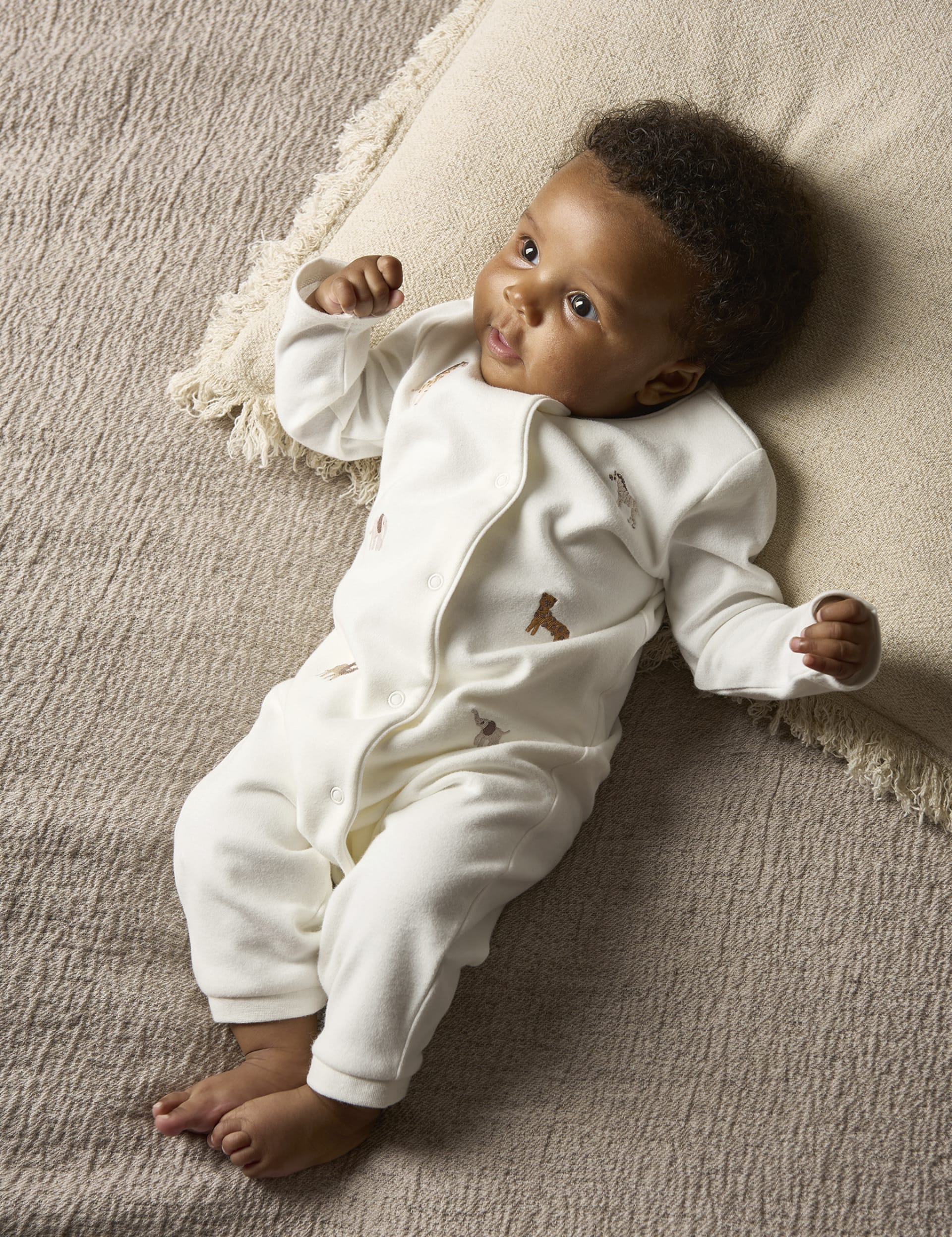 Mamas & Papas Pure Cotton Animal All in One (7lbs-1 Yrs) - 0-3 M - Cream, Cream