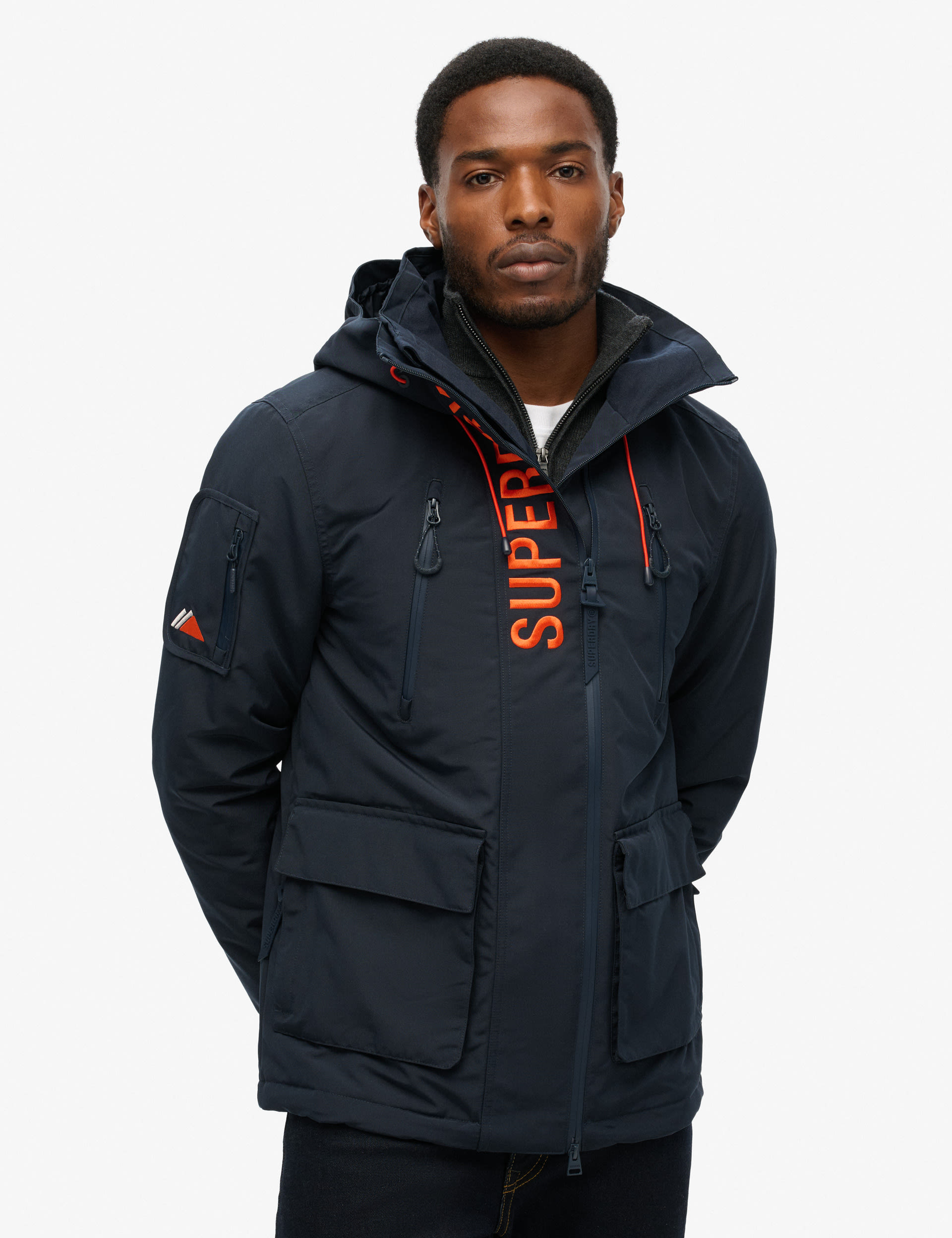 Superdry Men's Hooded Padded Anorak - L - Navy, Navy