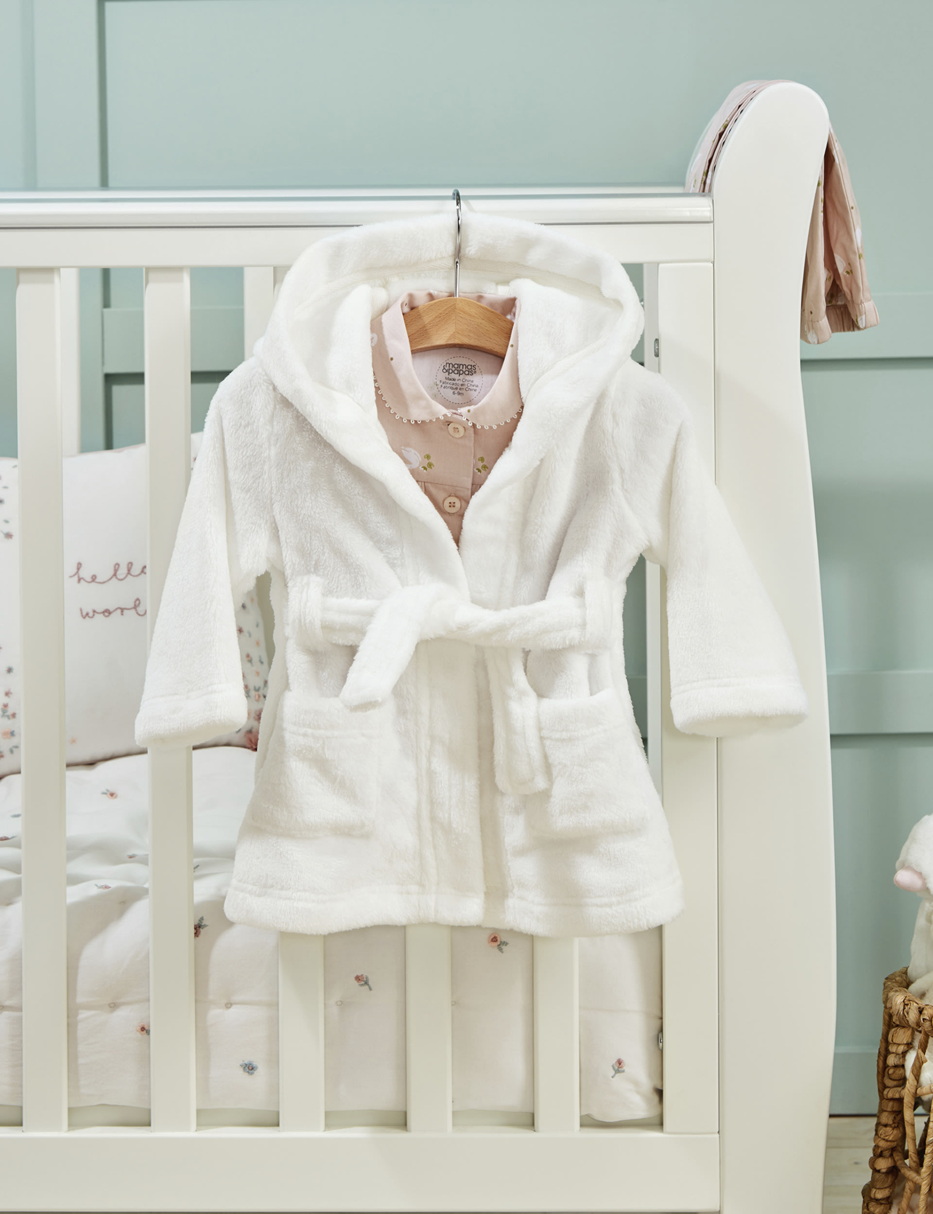 Mamas & Papas Hooded Dressing Gown (6 Mths-3 Yrs) - 6-9M - White, White