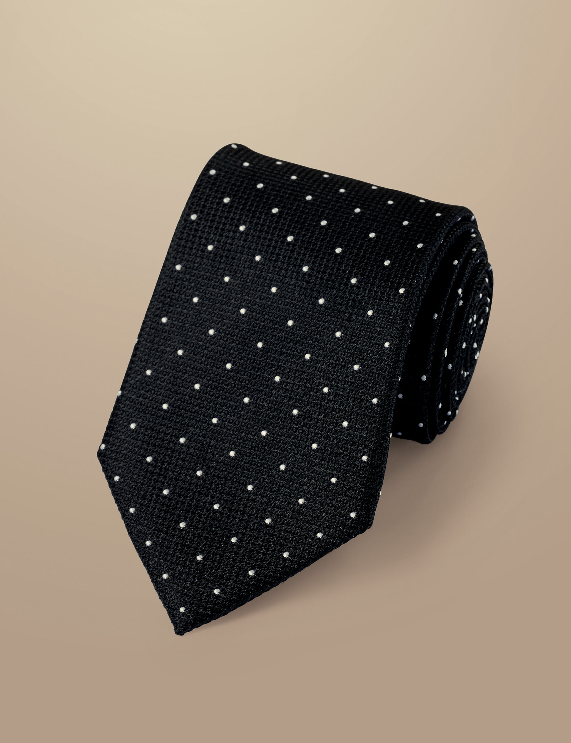 Charles Tyrwhitt Men's Polka Dot Pure Silk Tie - Black, Black