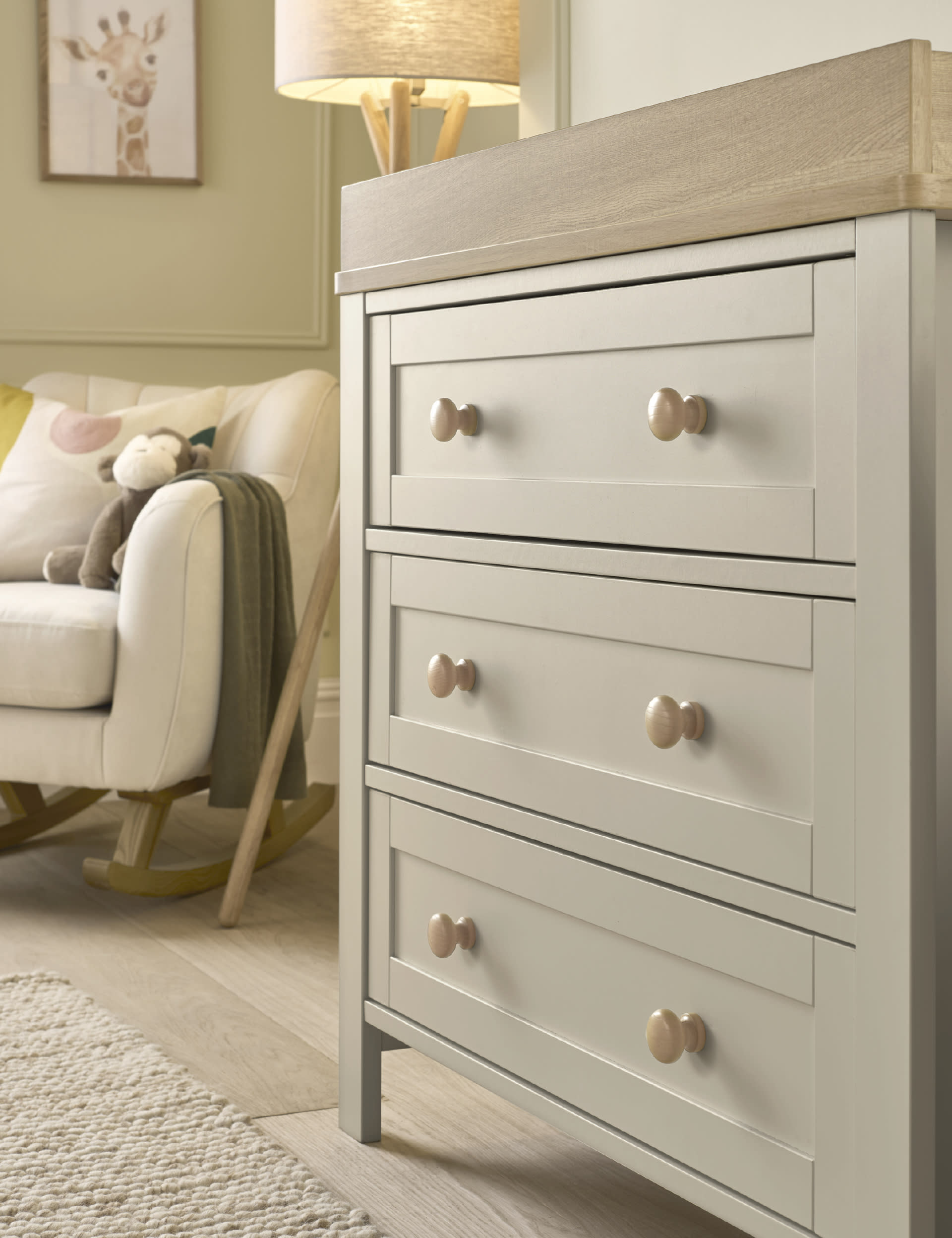 Mamas & Papas Wedmore 3 Piece Dresser, Wardrobe & Cotbed - Grey, Grey