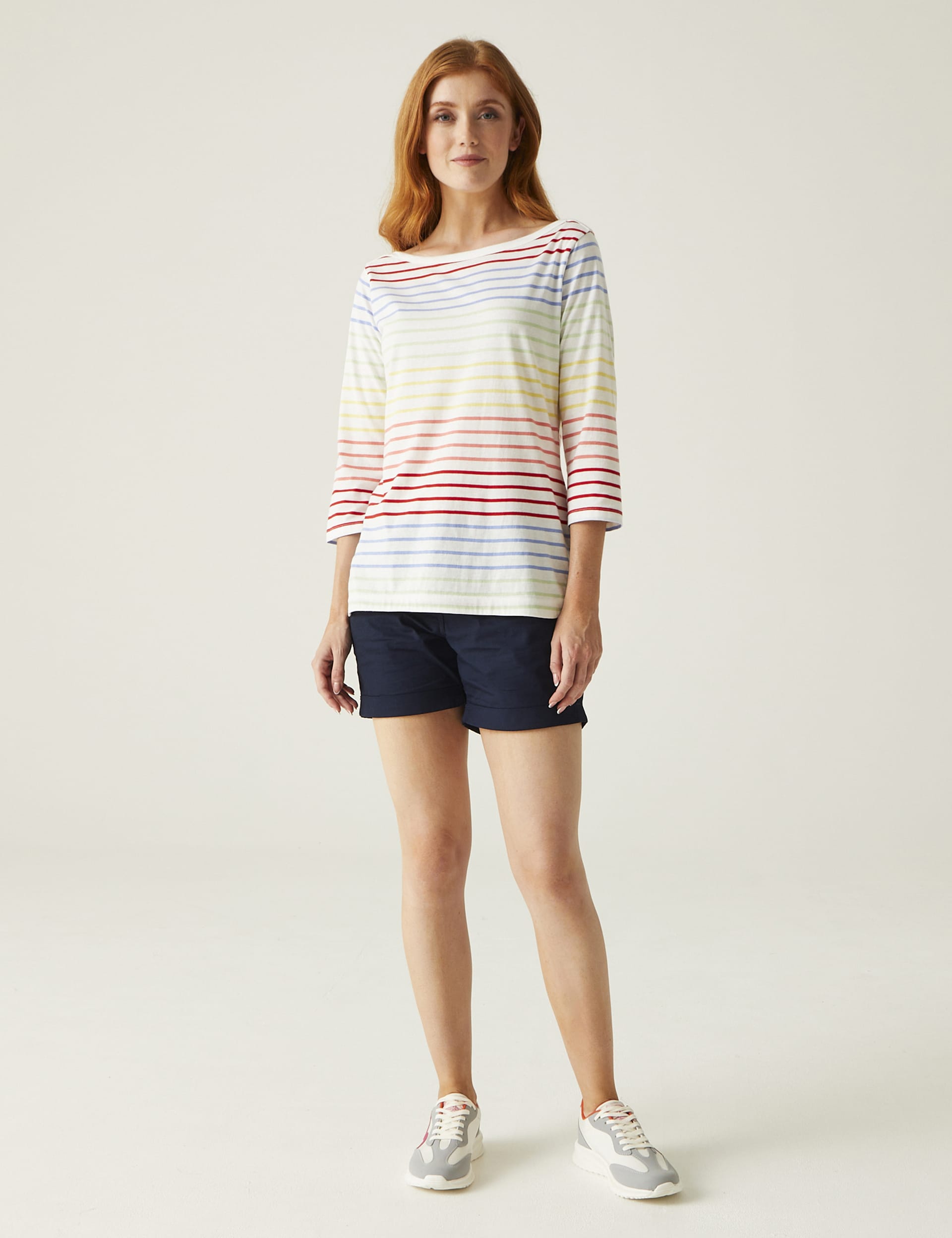 Regatta Women's Bayletta Cotton Blend Striped T-Shirt - 10 - Yellow Mix, Yellow Mix,Light Blue,Dark 