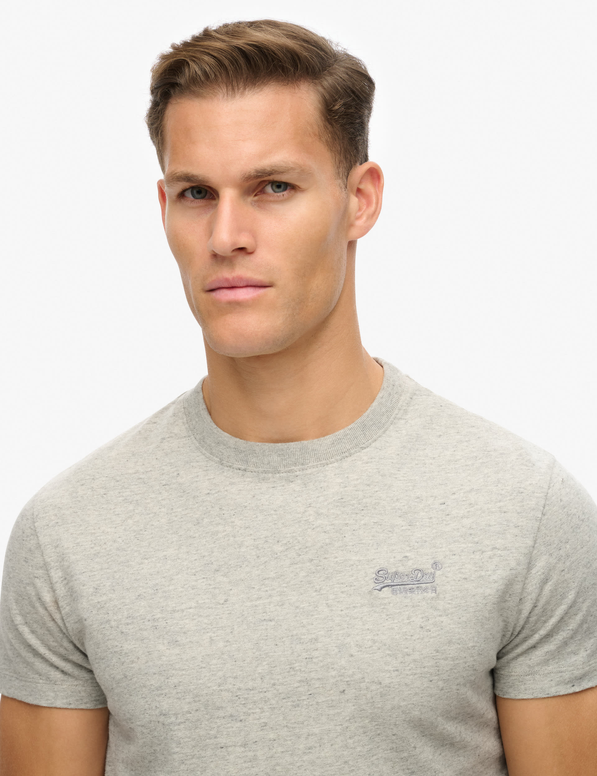 Superdry Men's Slim Fit Pure Cotton T-Shirt - XL - Stone, Stone,Brown