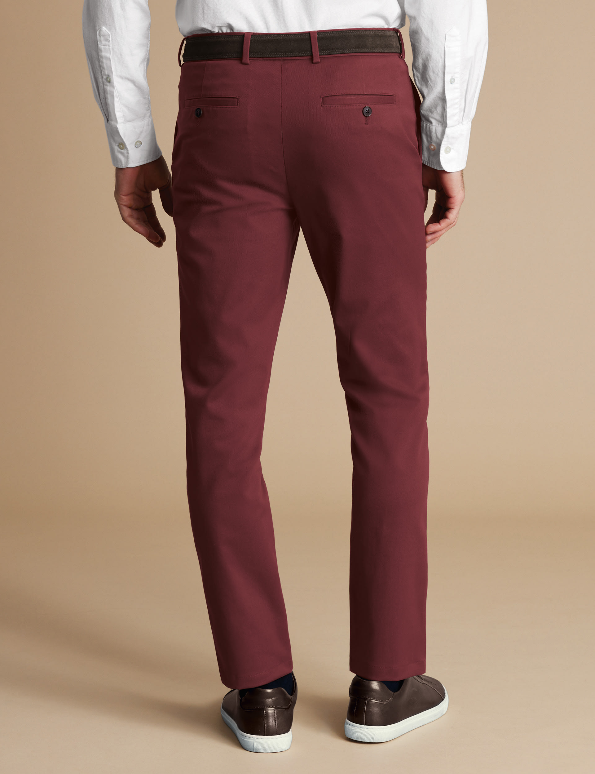 Charles Tyrwhitt Men's Slim Fit Chinos - 34/32 - Dark Red, Dark Red