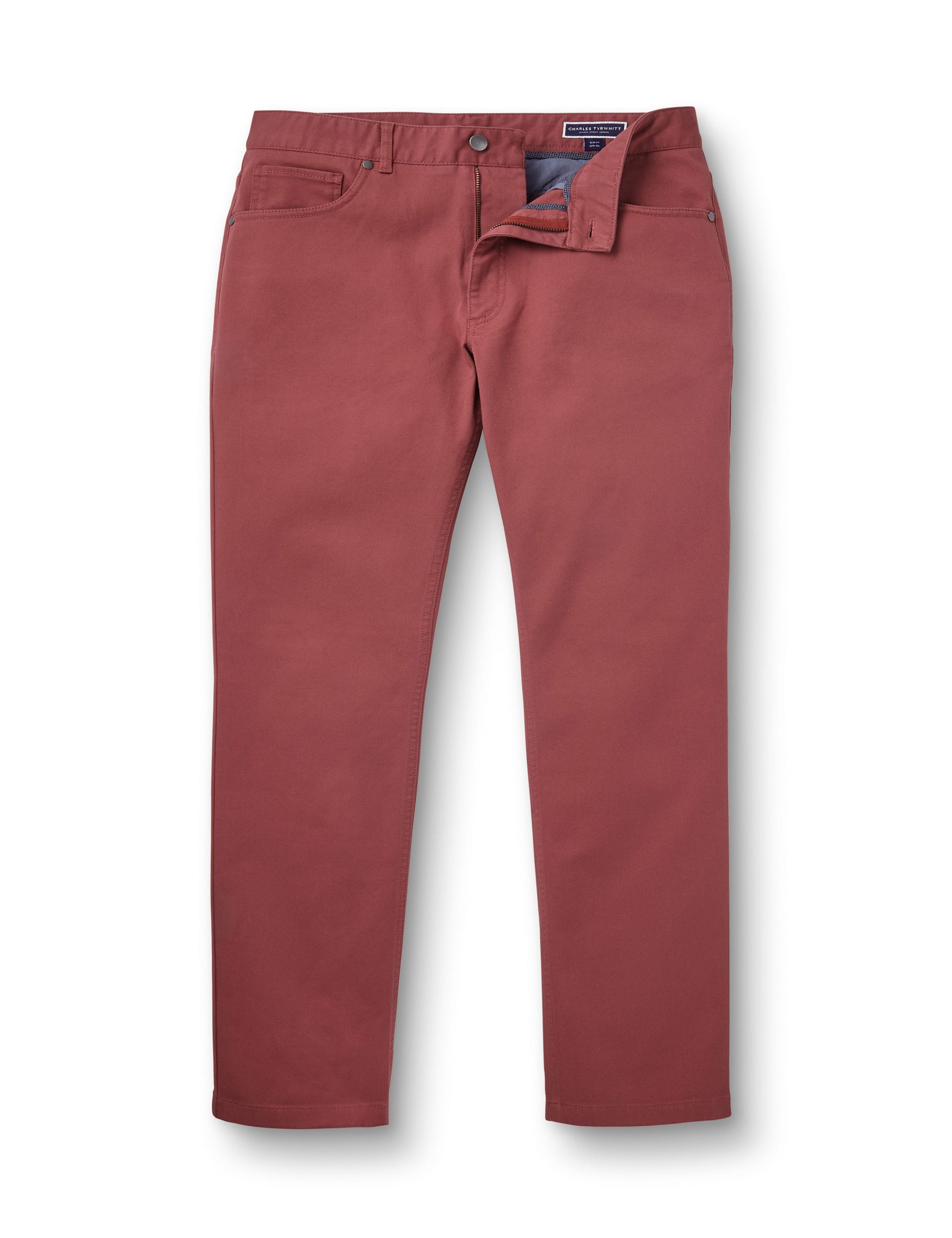 Charles Tyrwhitt Men's Regular Fit 5 Pocket Jeans - 34/32 - Claret, Claret