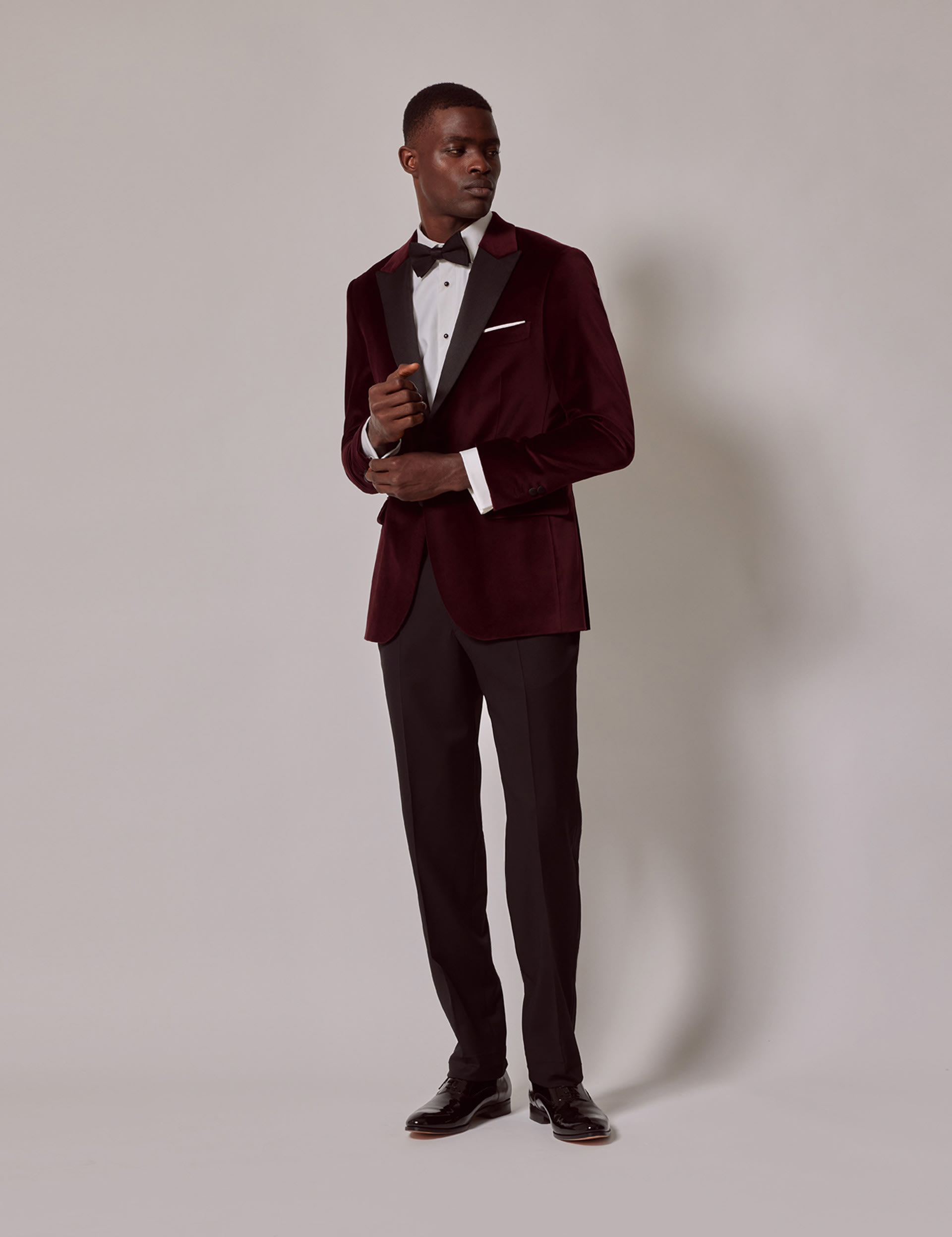 Hawes & Curtis Men's Cotton Rich Velvet Suit Jacket - 44REG - Burgundy, Burgundy,Navy