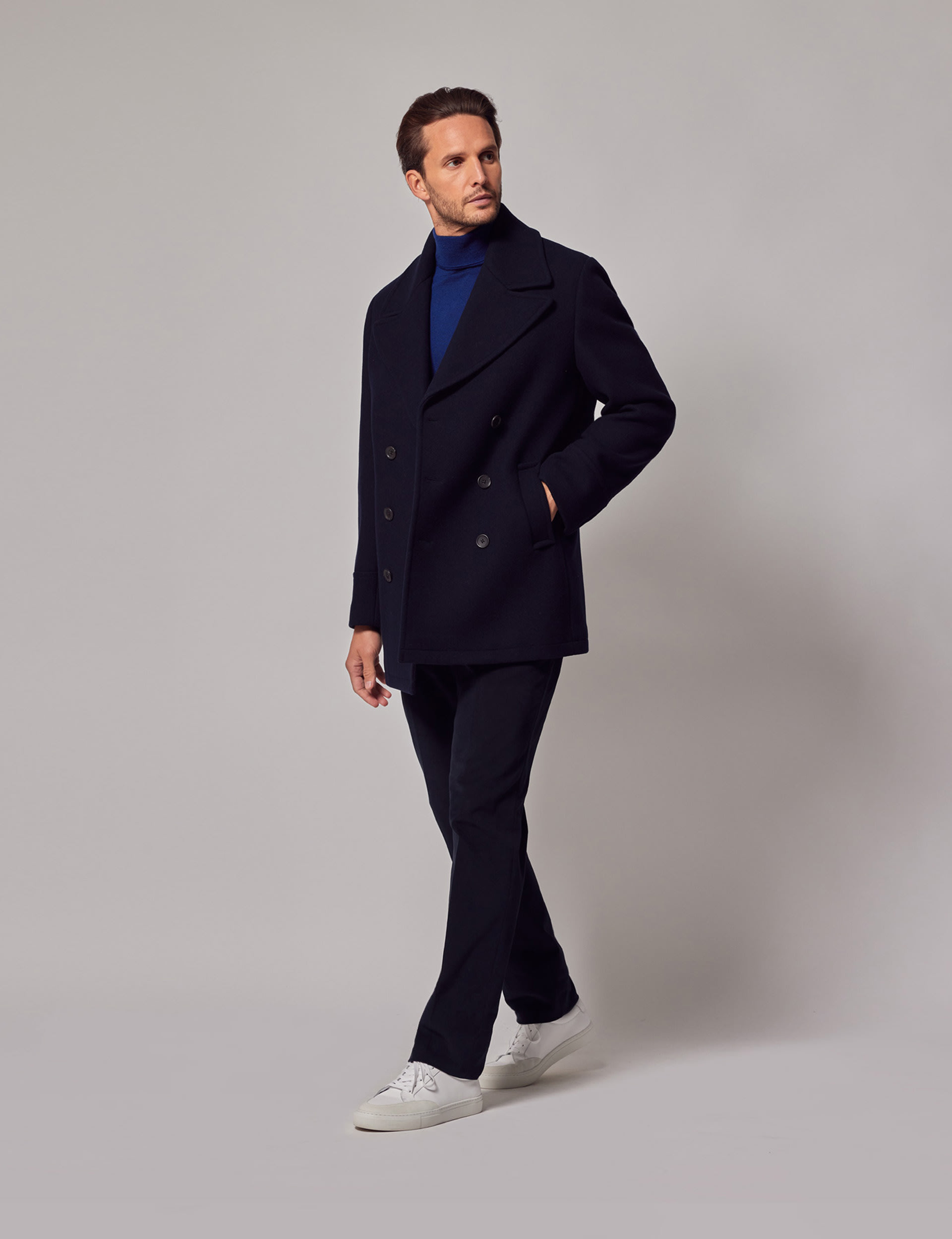 Hawes & Curtis Men's Pure Wool Peacoat - 38REG - Navy, Navy