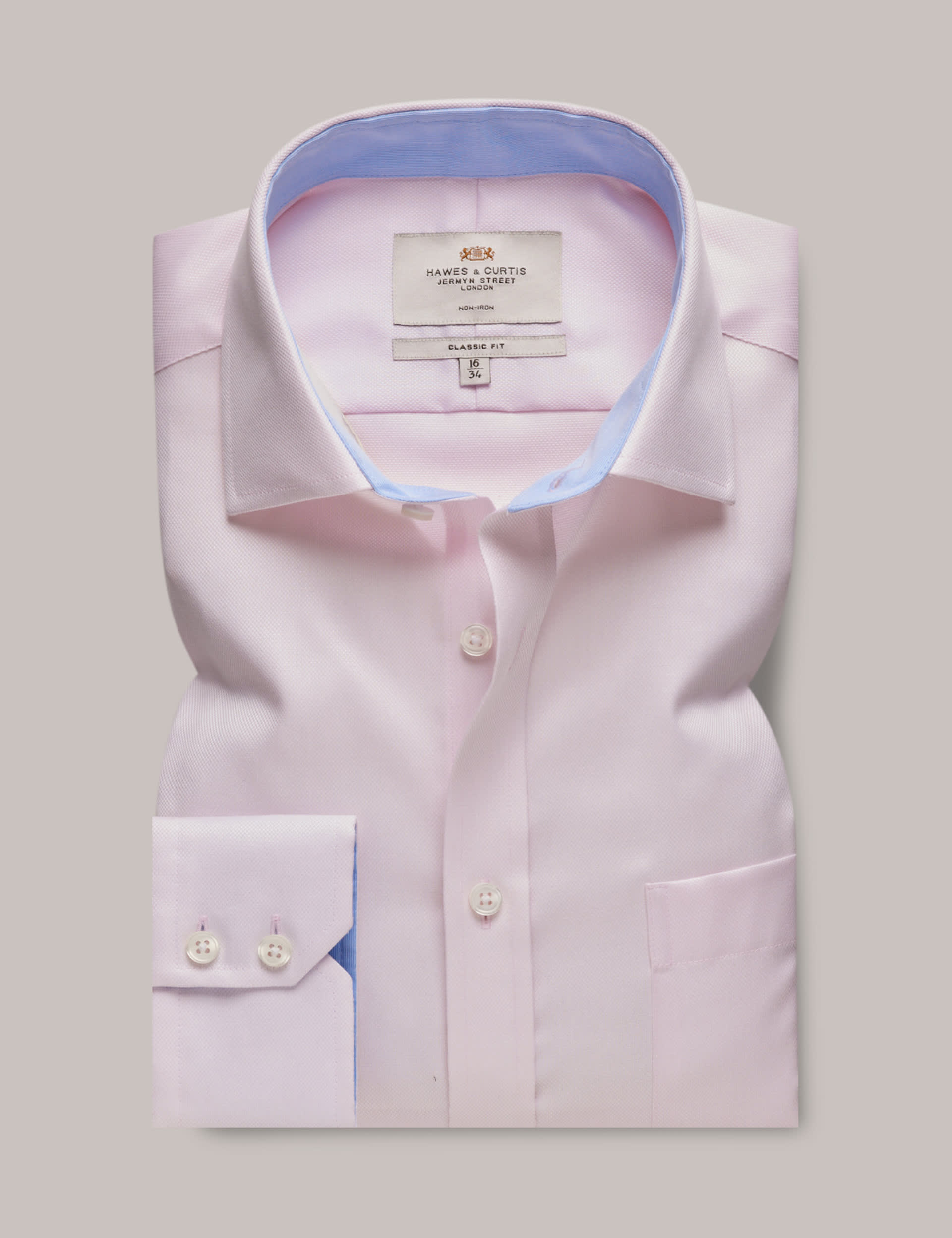 Hawes & Curtis Men's Regular Fit Non Iron Pure Cotton Shirt - 16.5/36 - Pink, Pink