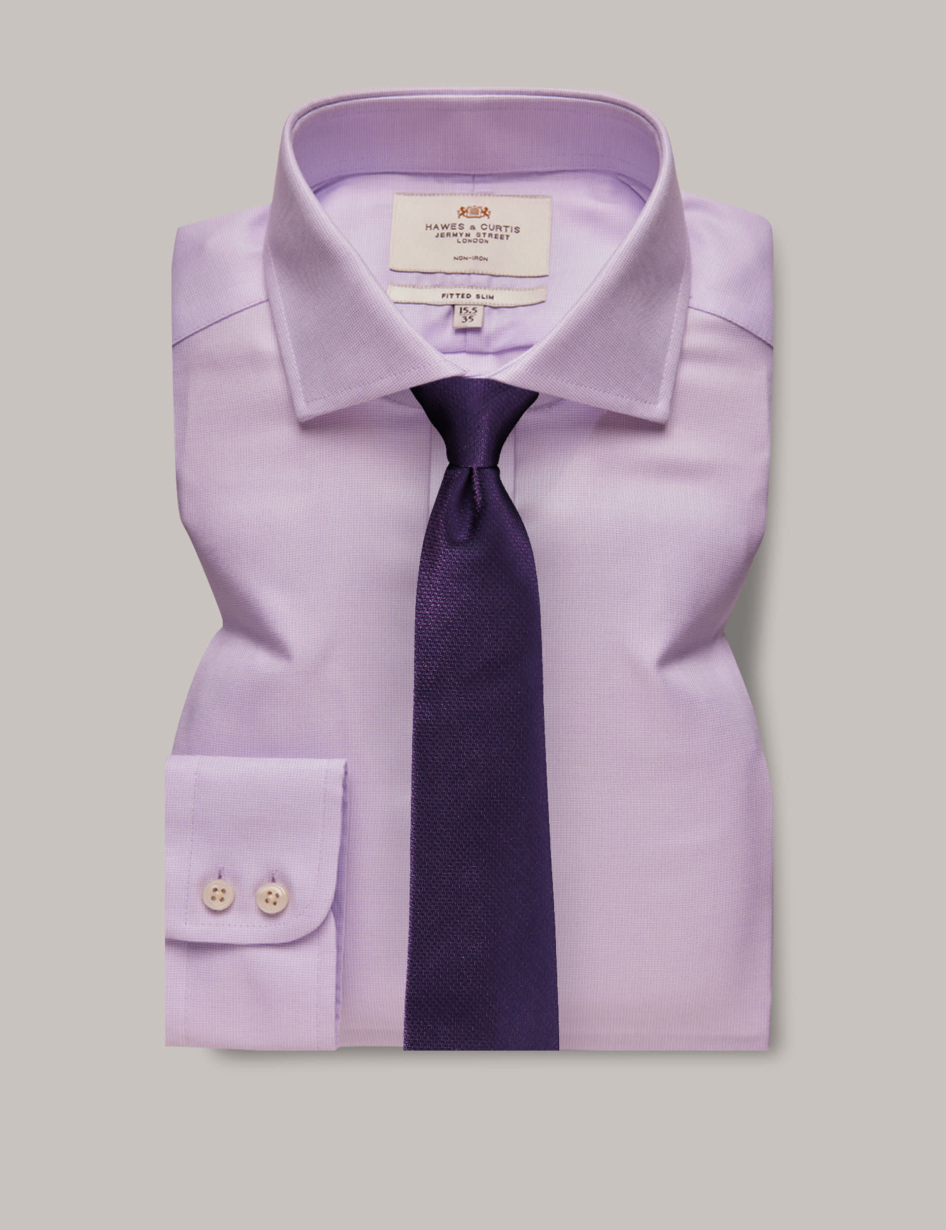 Hawes & Curtis Men's Fitted Slim Non Iron Pure Cotton Shirt - 16/34 - Lilac, Lilac