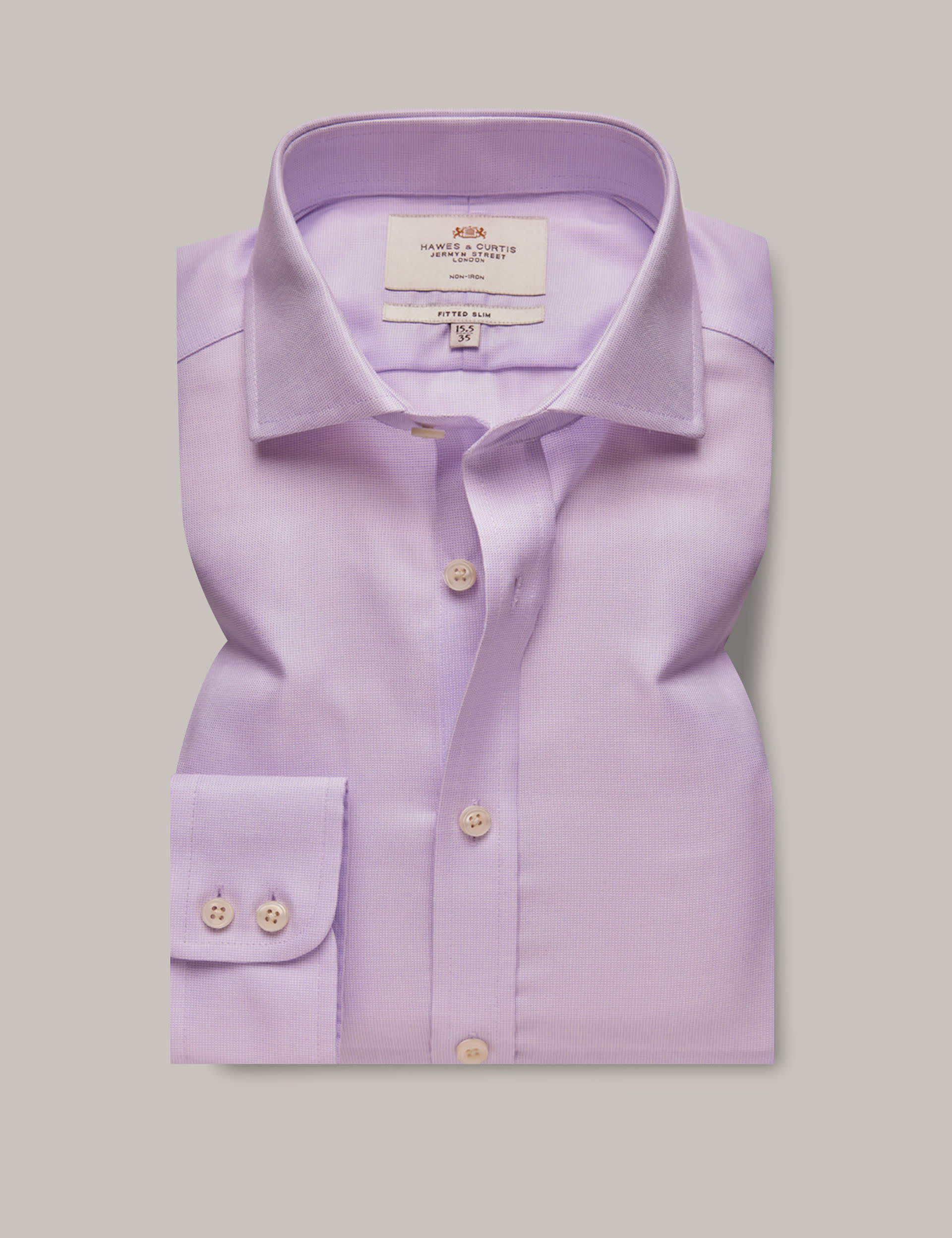 Hawes & Curtis Men's Fitted Slim Non Iron Pure Cotton Shirt - 16/34 - Lilac, Lilac