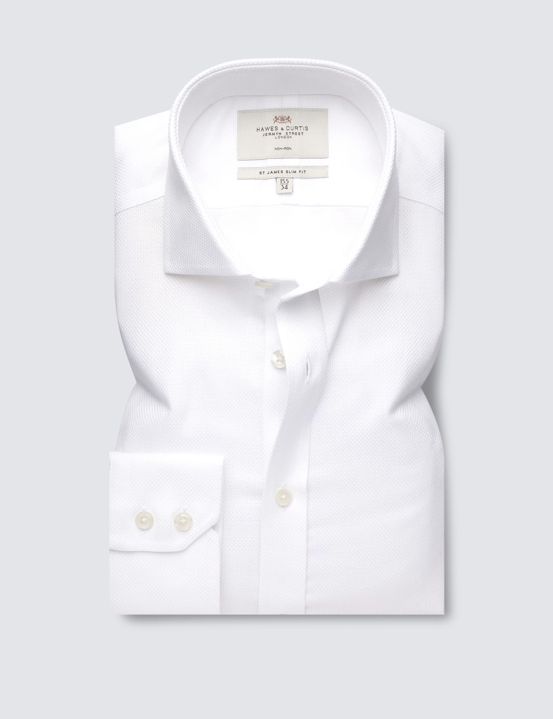 Hawes & Curtis Men's Slim Fit Non Iron Pure Cotton Shirt - 1533 - White, White