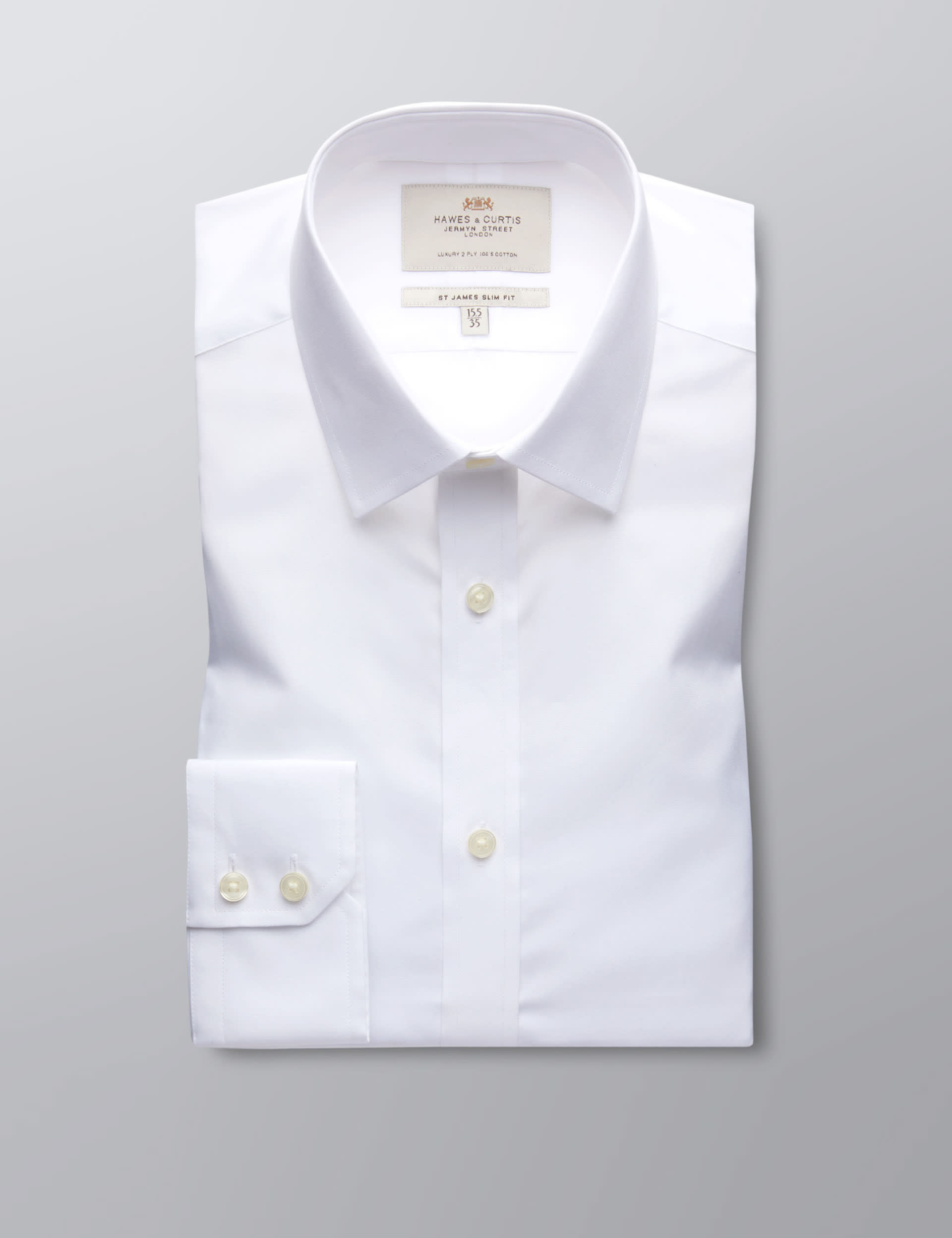 Hawes & Curtis Men's Slim Fit Easy Iron Pure Cotton Shirt - 16.5/36 - White, White