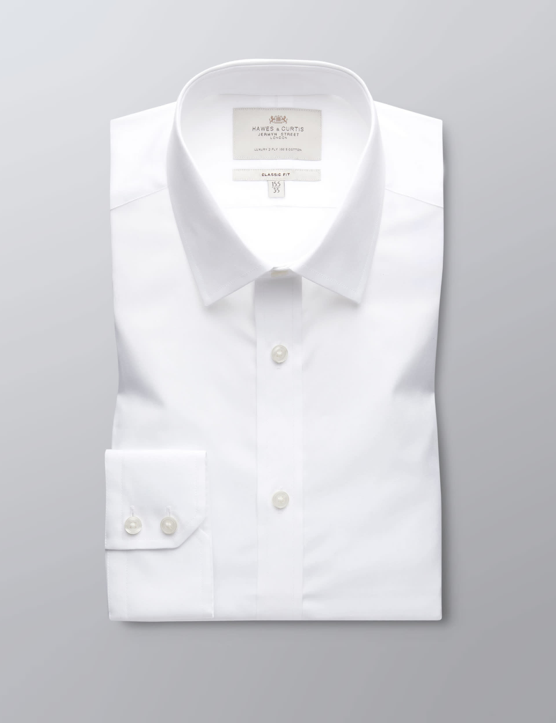 Hawes & Curtis Men's Classic Fit Easy Iron Pure Cotton Shirt - 16.5/34 - White, White