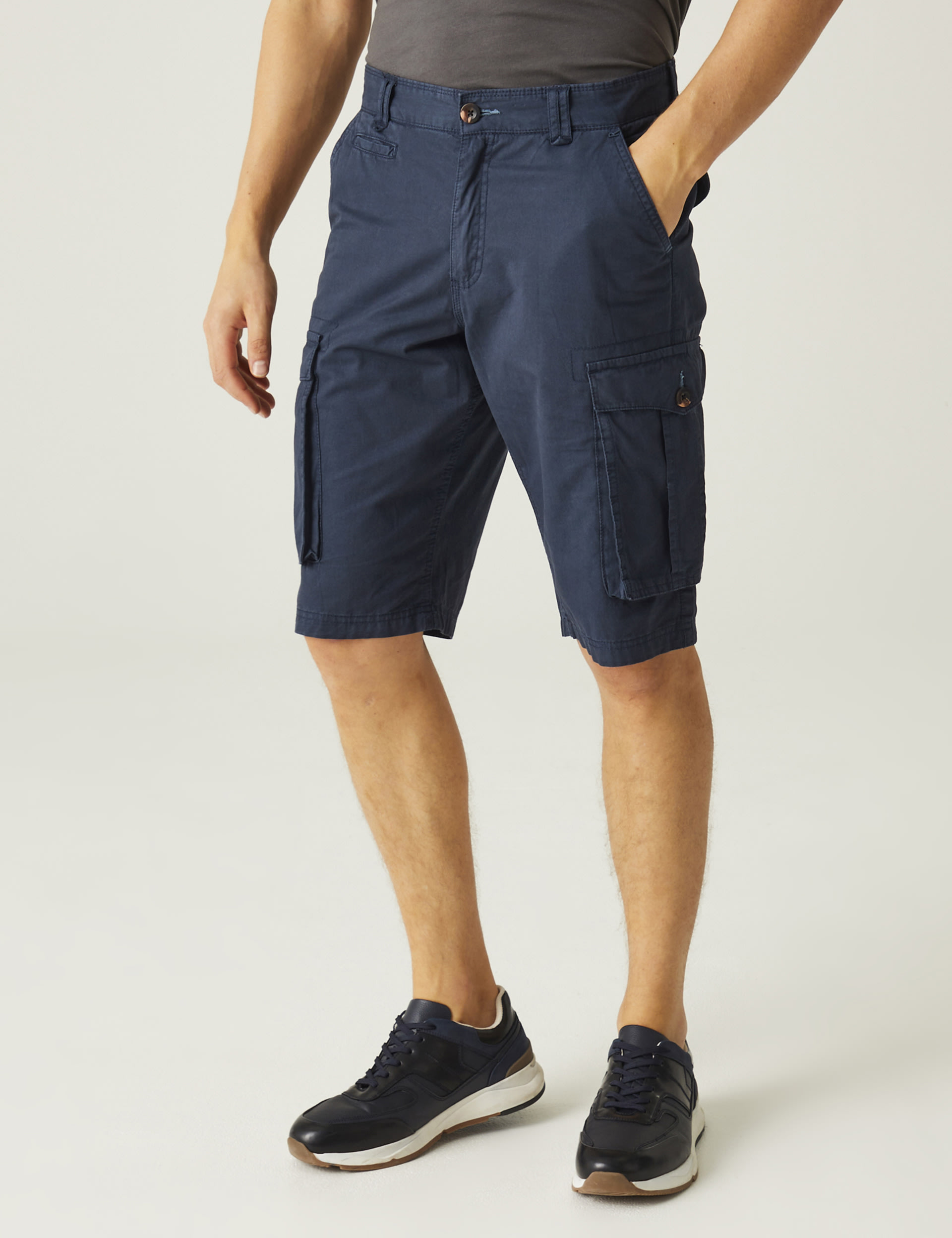 Regatta Men's Shorebay Pure Cotton Cargo Shorts - 34 - Dark Blue, Dark Blue