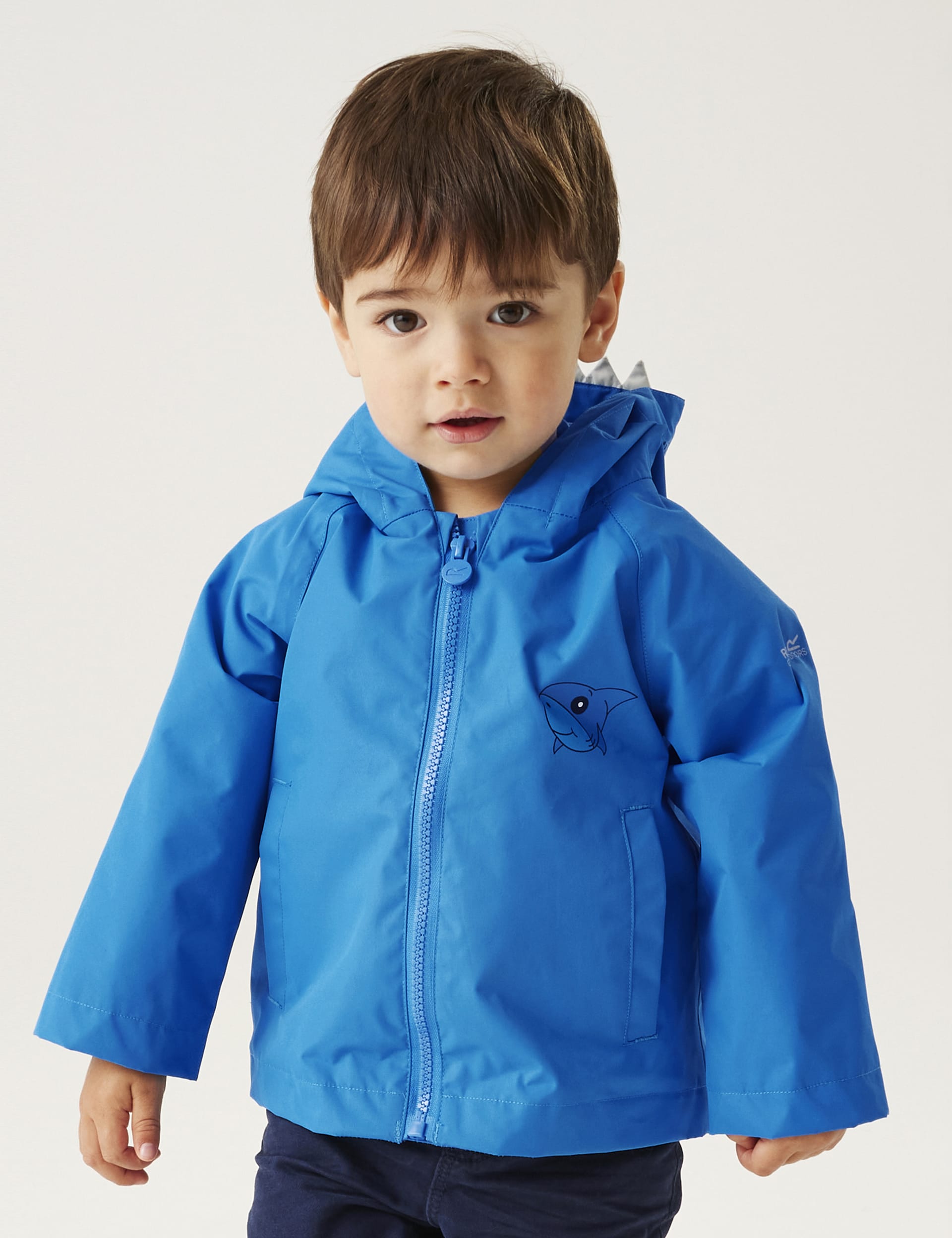 Regatta Boys Hooded Animal Waterproof Jacket (6 Mths-3 Yrs) - 6-12M - Blue Mix, Blue Mix