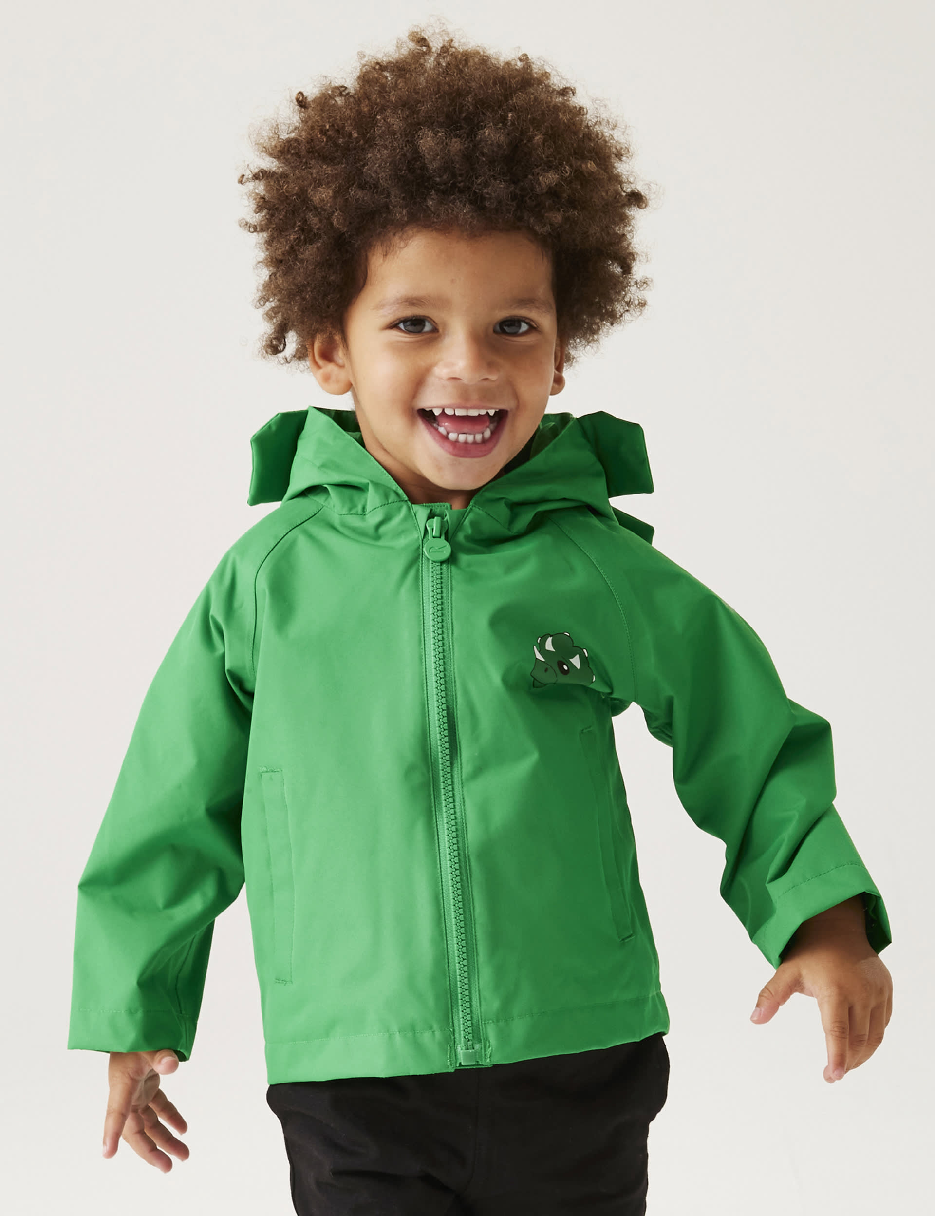 Regatta Boys Hooded Animal Waterproof Jacket (6 Mths-3 Yrs) - 24-36 - Green Mix, Green Mix,Blue Mix