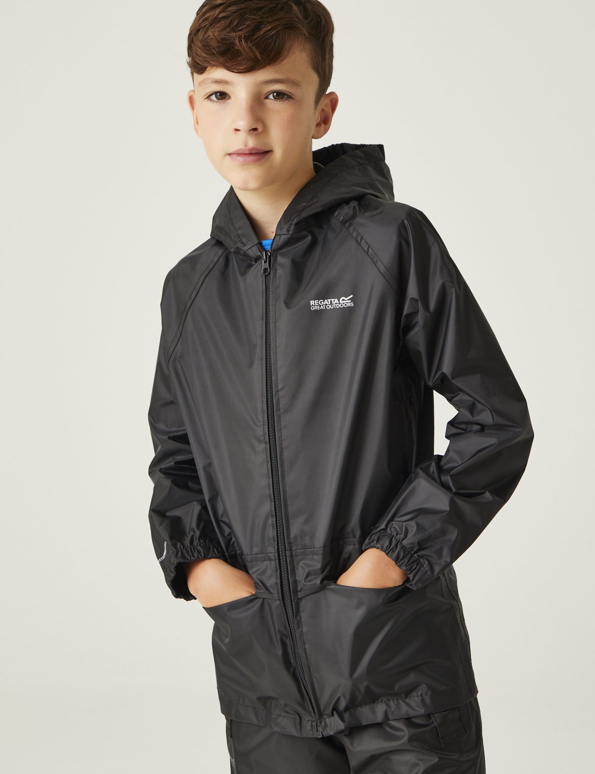 Regatta Boys Stormbreak Hooded Jacket (3-14 Yrs) - 9-10Y - Black, Black