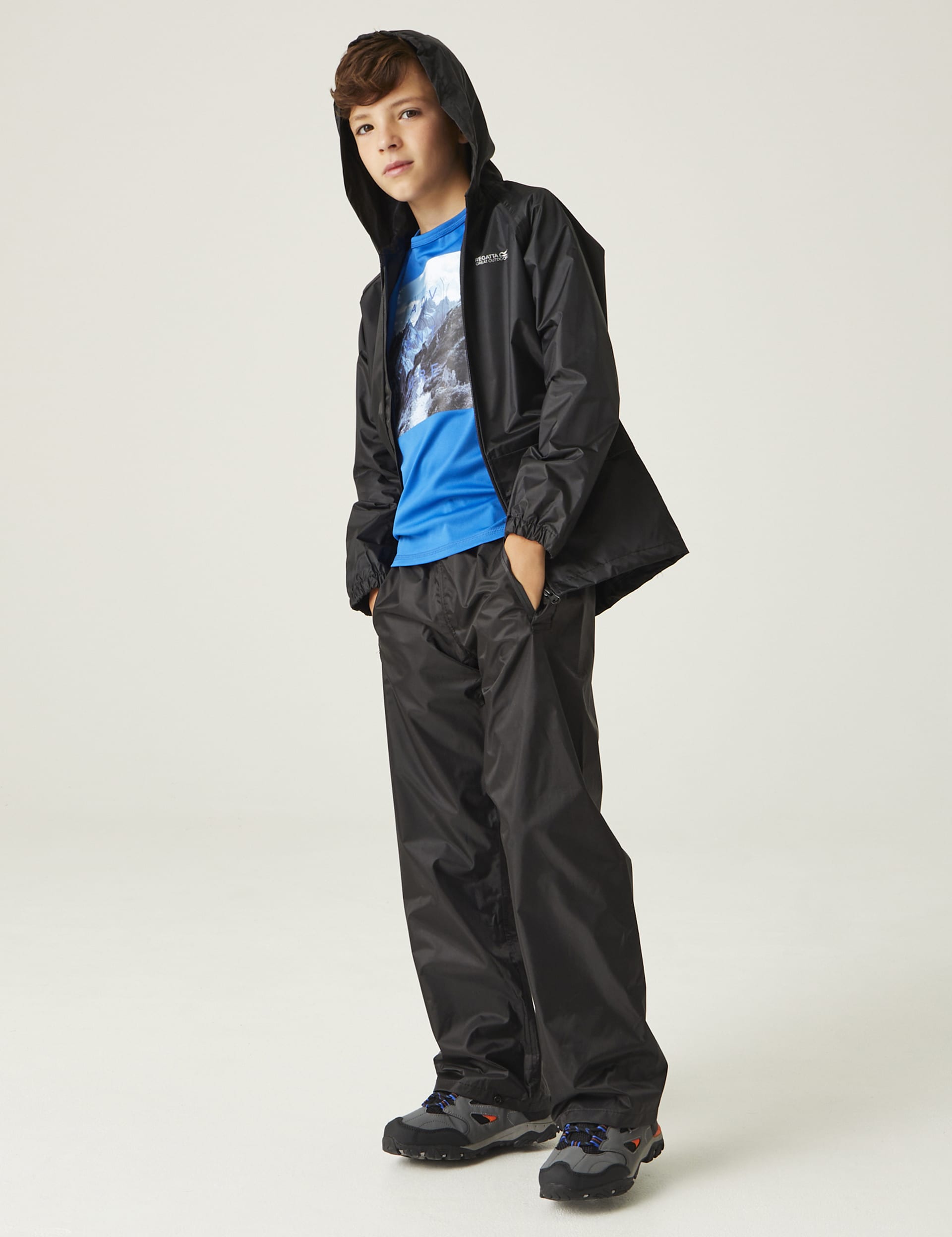 Regatta Boys Stormbreak Hooded Jacket (3-14 Yrs) - 9-10Y - Black, Black