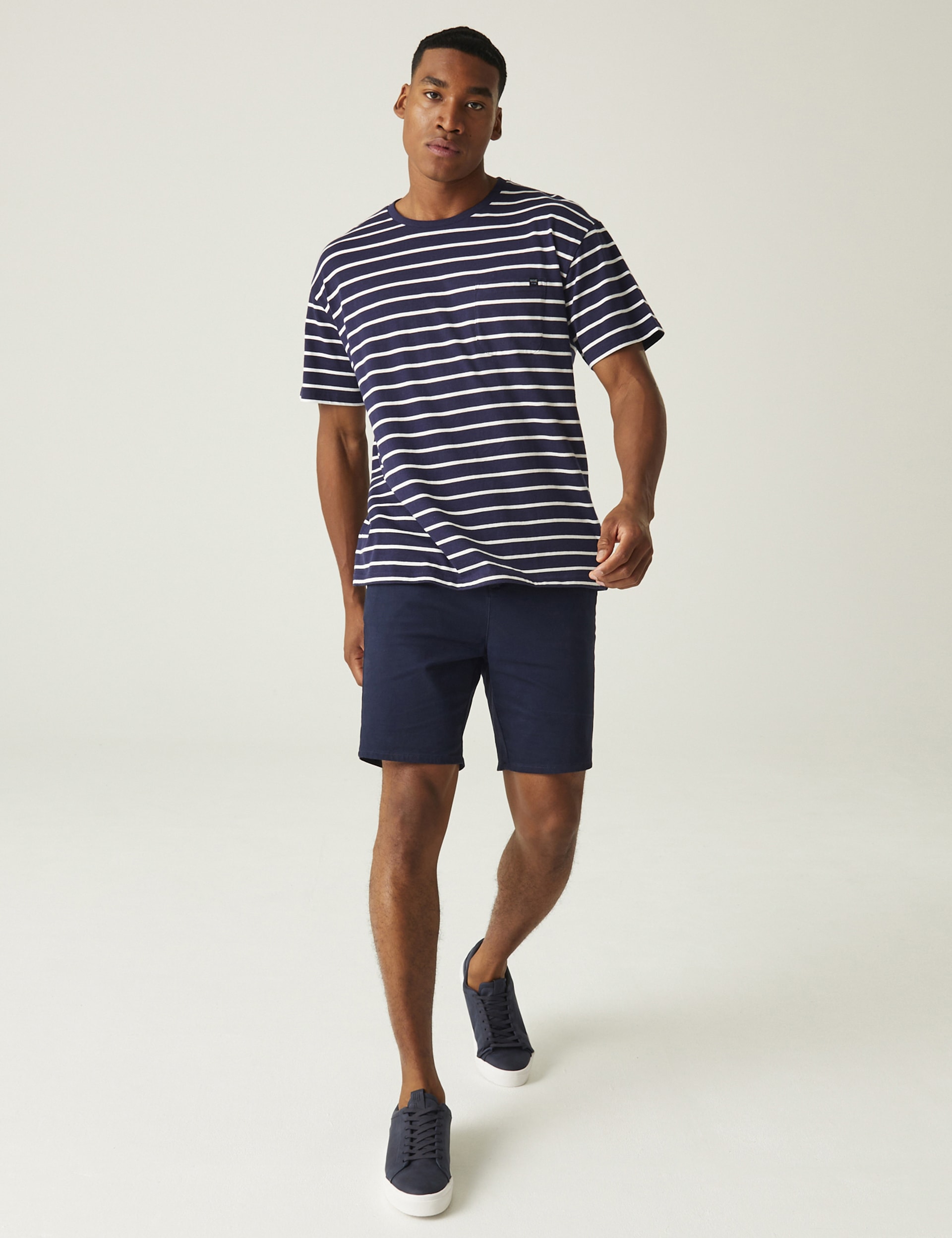 Regatta Men's Shorebay Tee II Pure Cotton Striped T-Shirt - XXXL - Navy Mix, Navy Mix